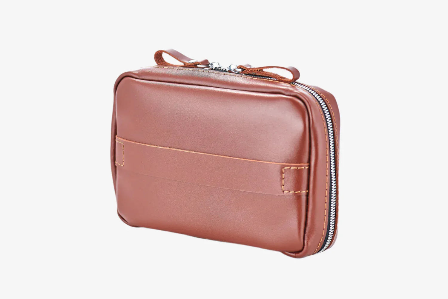 Zippered Leather Cable Organizer with Handle | Travel Tech Pouch