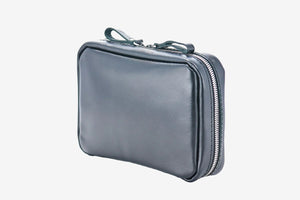 Zippered Leather Cable Organizer with Handle | Travel Tech Pouch