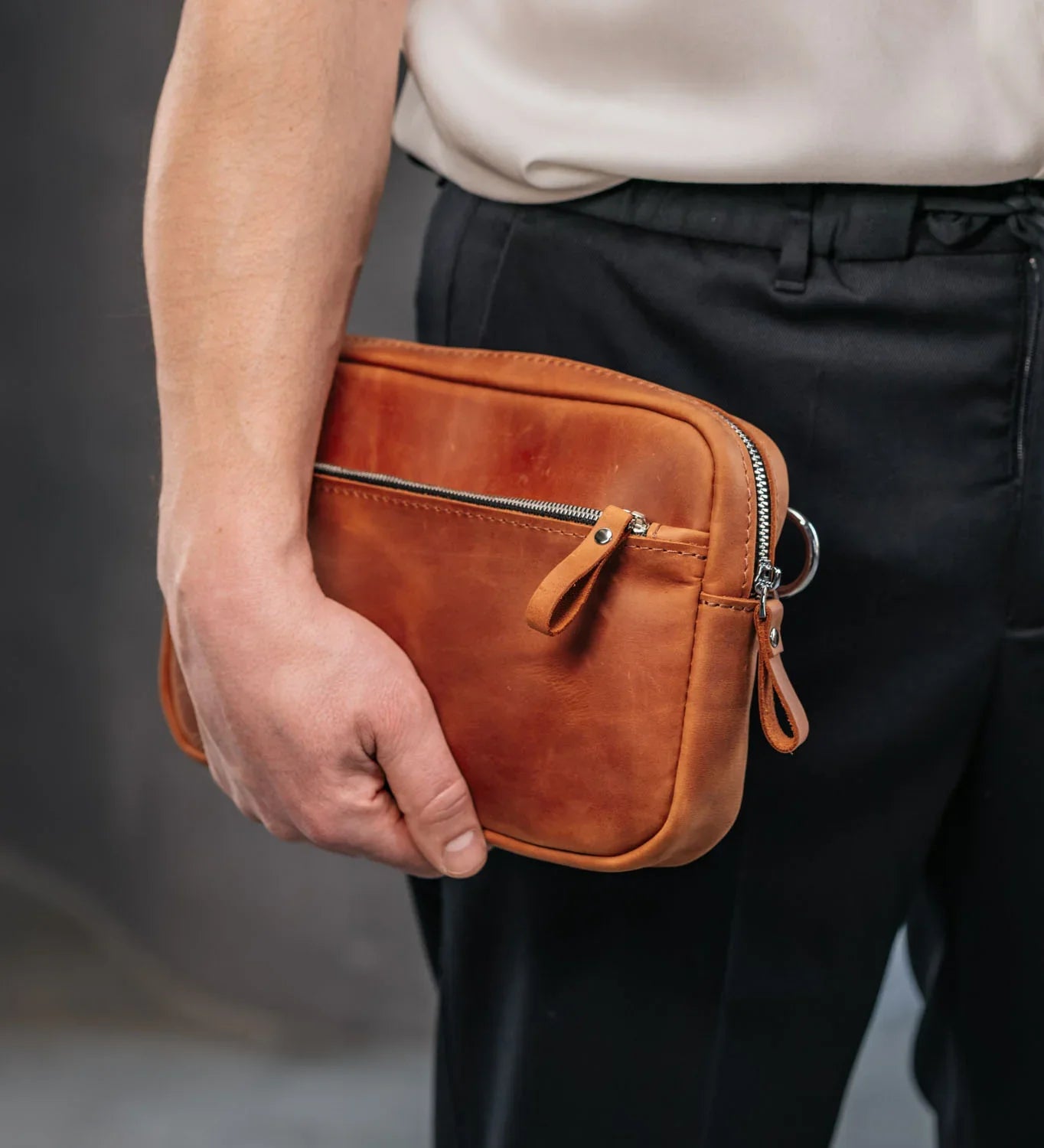 Zippered Leather Crossbody Bag for Men and Women | Orson