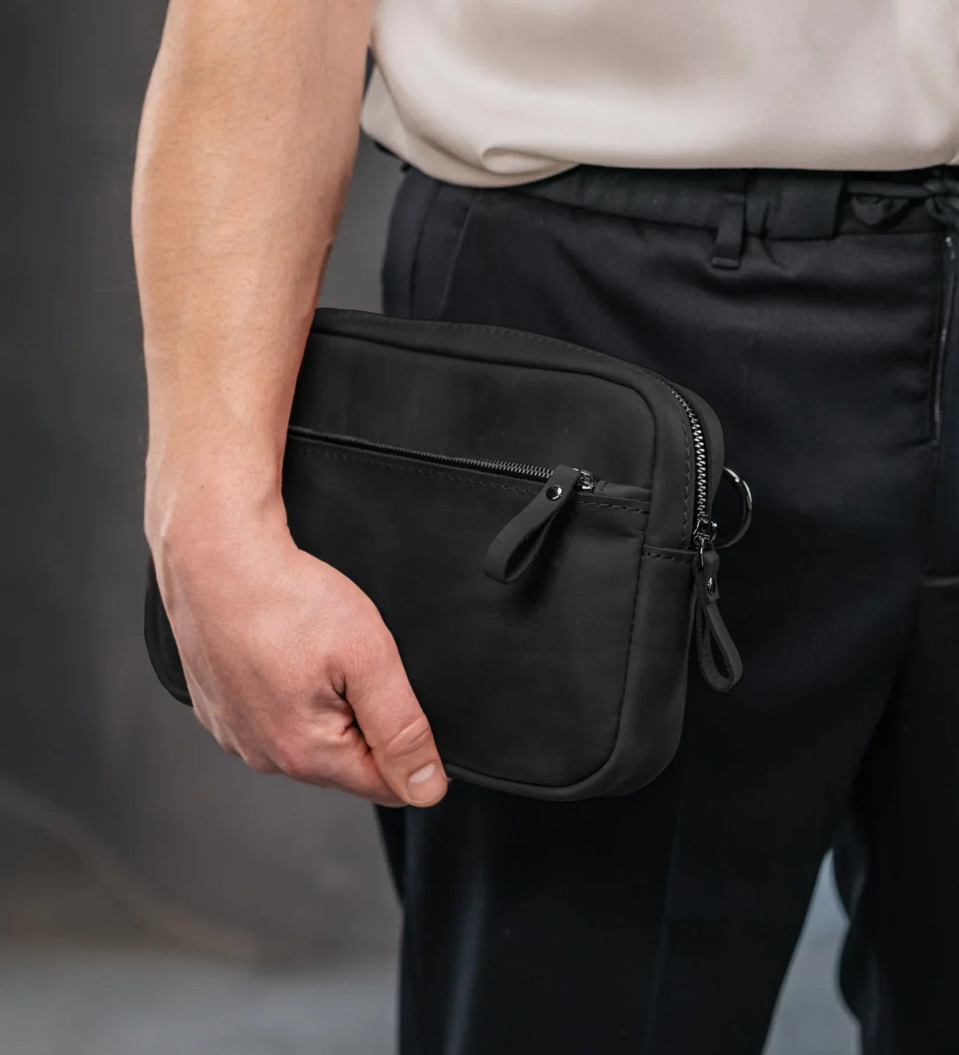 Zippered Leather Crossbody Bag for Men and Women | Orson