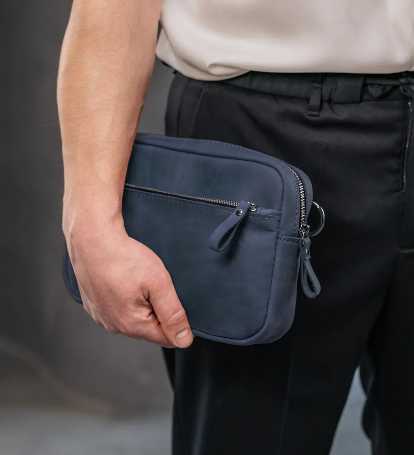 Zippered Leather Crossbody Bag for Men and Women | Orson