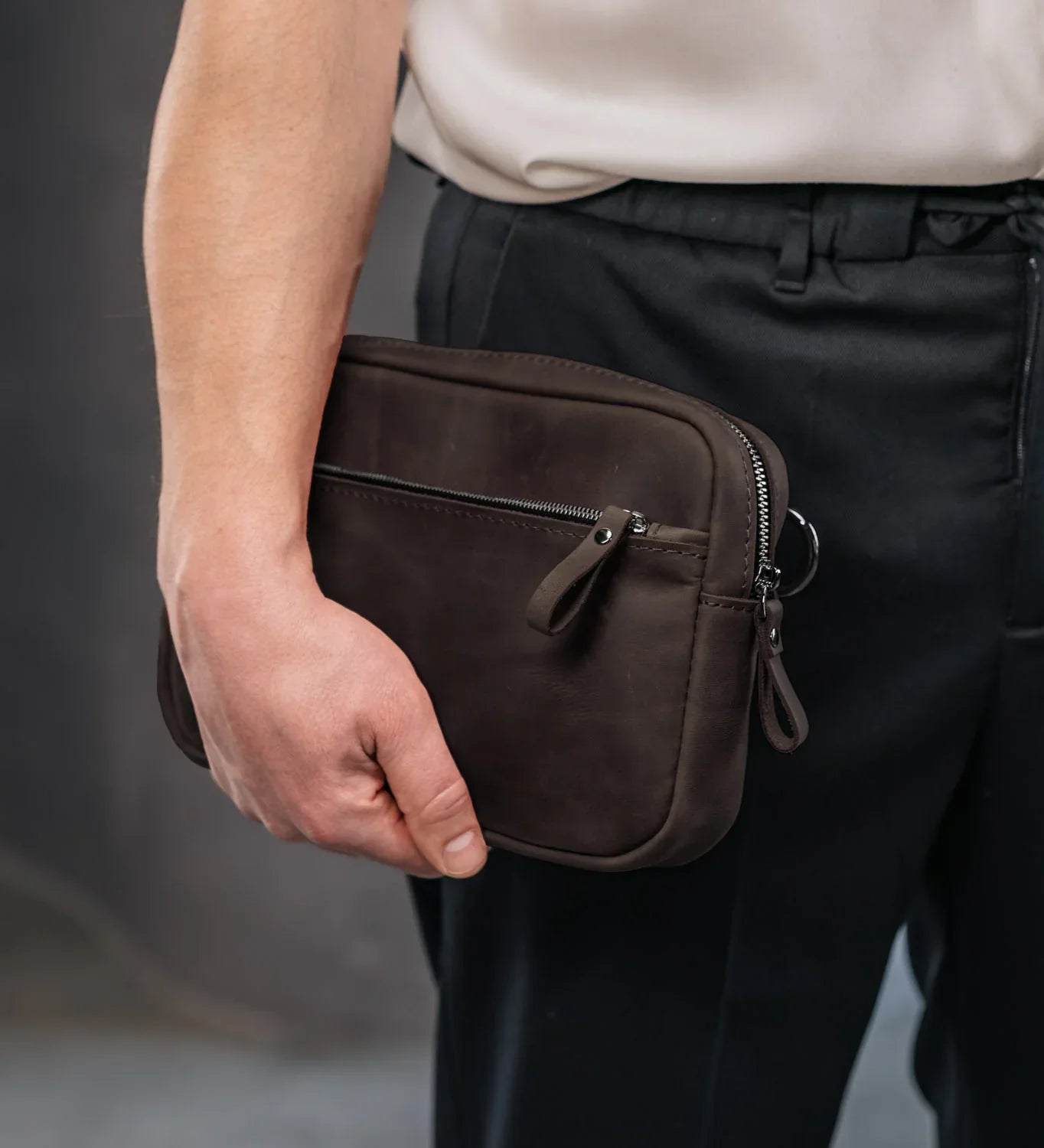 Zippered Leather Crossbody Bag for Men and Women | Orson