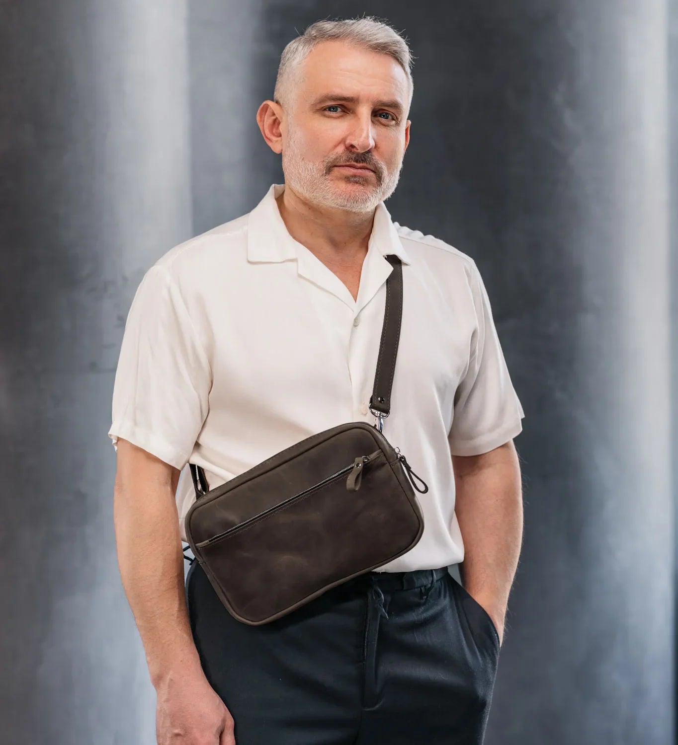 Zippered Leather Crossbody Bag for Men and Women | Orson