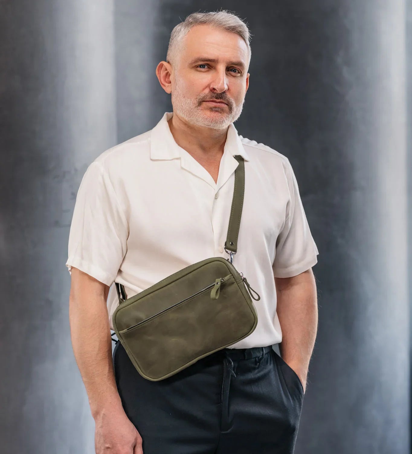 Zippered Leather Crossbody Bag for Men and Women | Orson