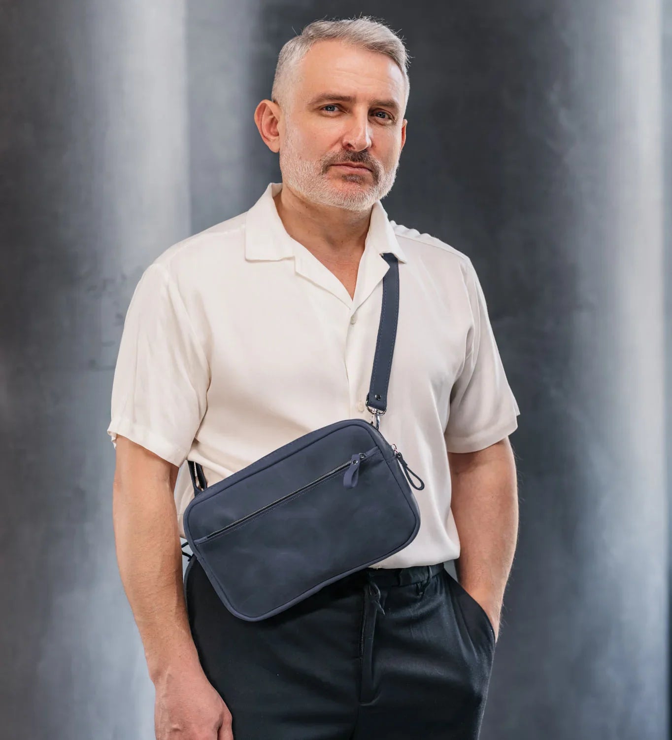 Zippered Leather Crossbody Bag for Men and Women | Orson