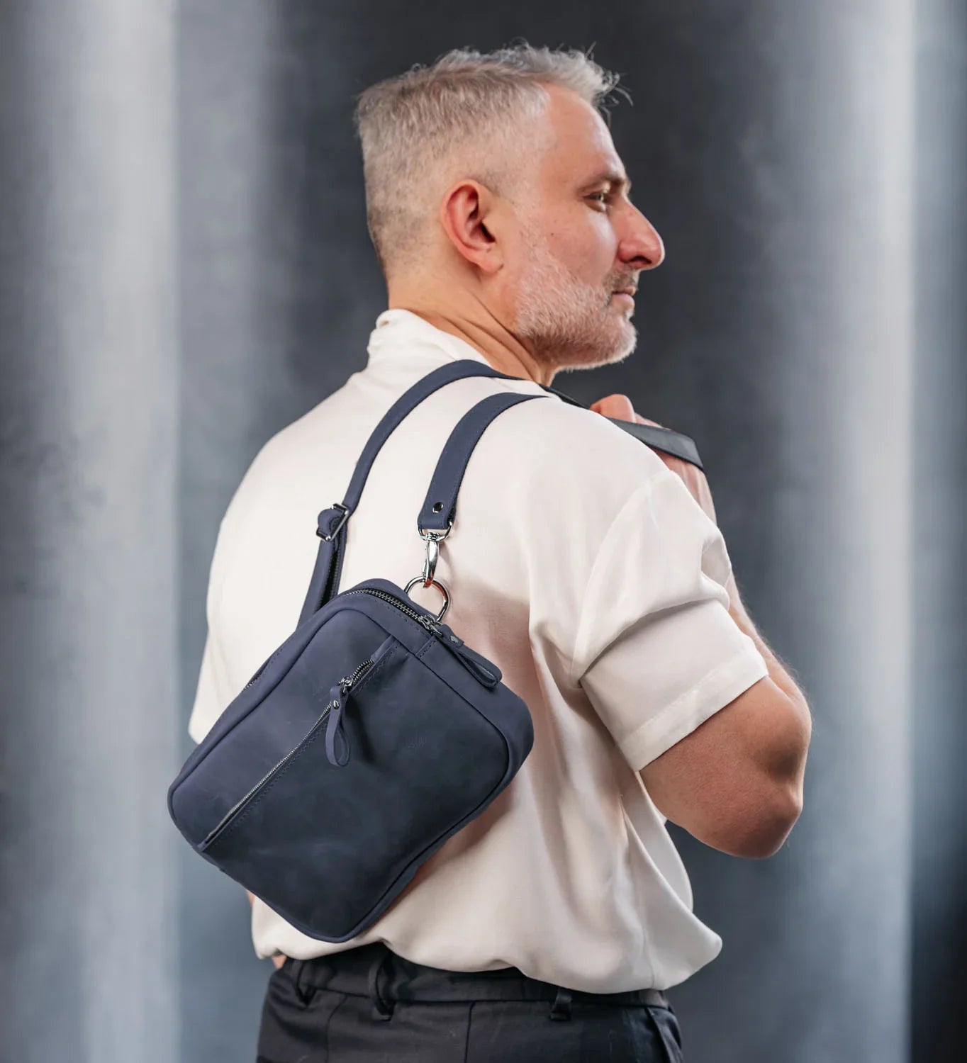 Zippered Leather Crossbody Bag for Men and Women | Orson