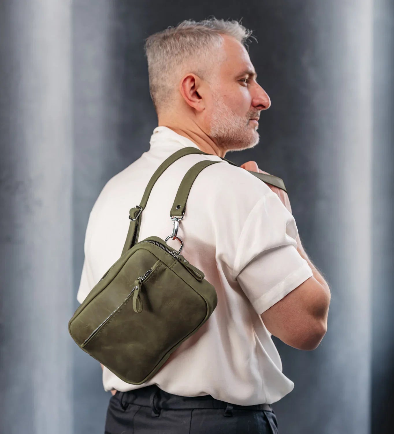 Zippered Leather Crossbody Bag for Men and Women | Orson
