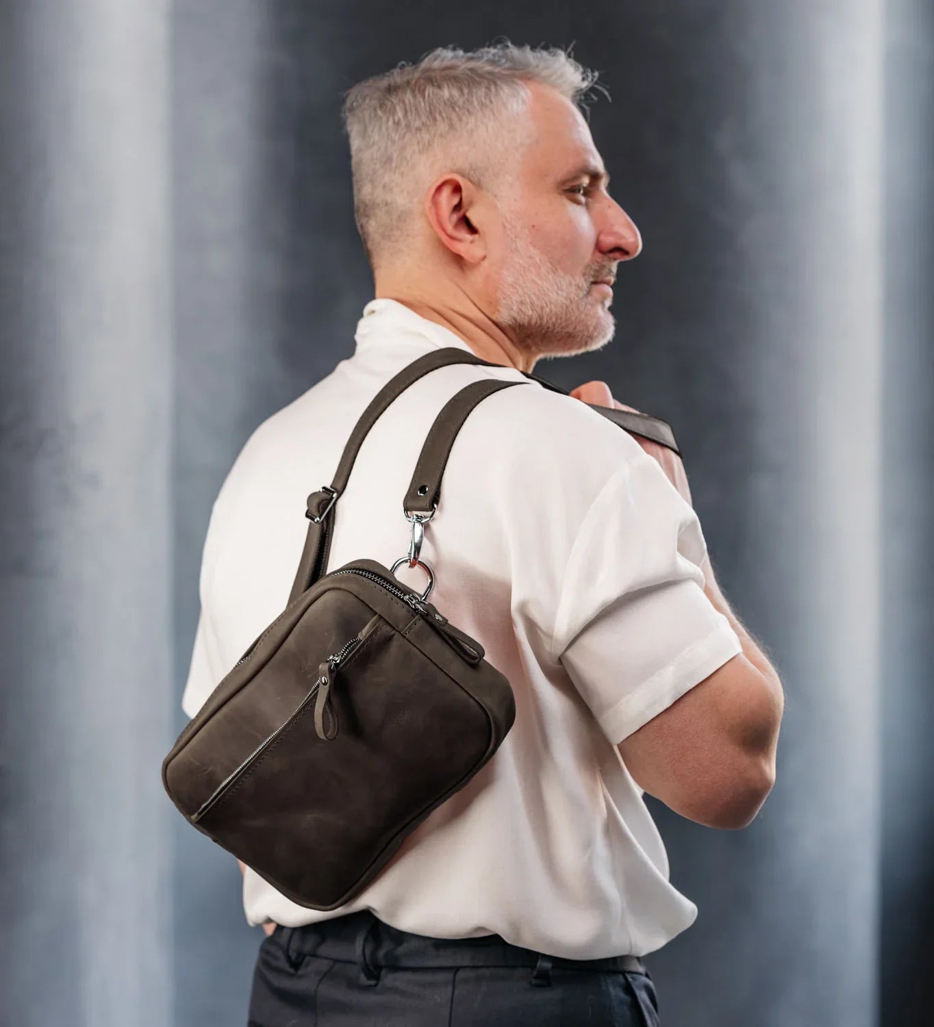 Zippered Leather Crossbody Bag for Men and Women | Orson