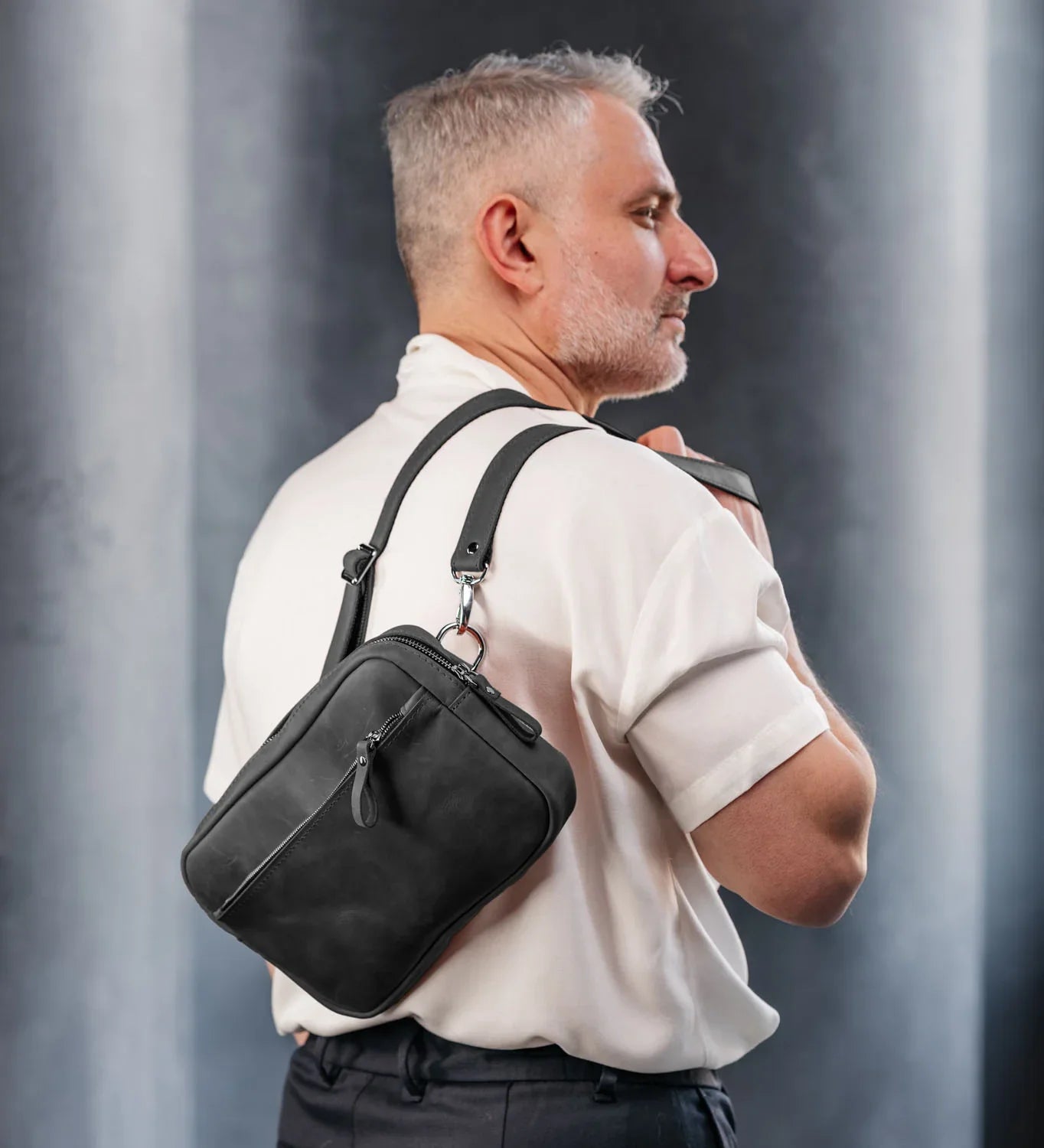 Zippered Leather Crossbody Bag for Men and Women | Orson