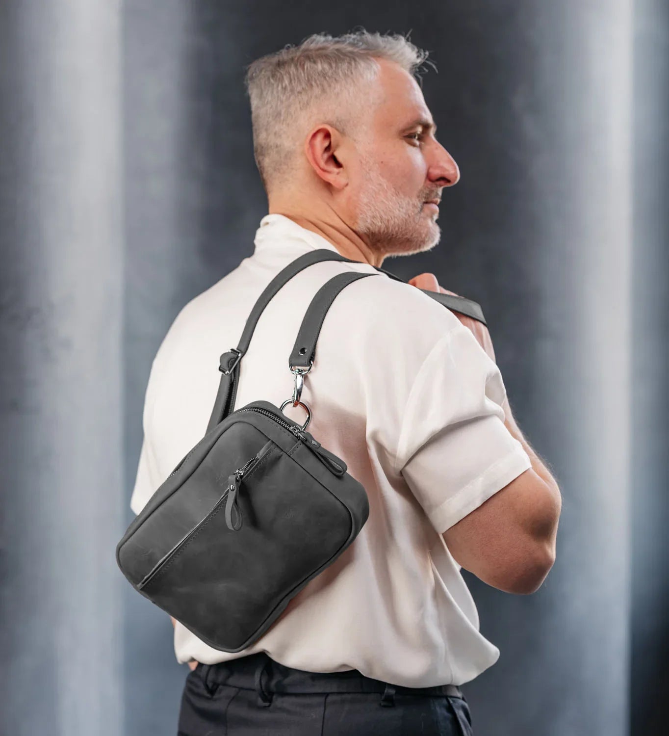 Zippered Leather Crossbody Bag for Men and Women | Orson