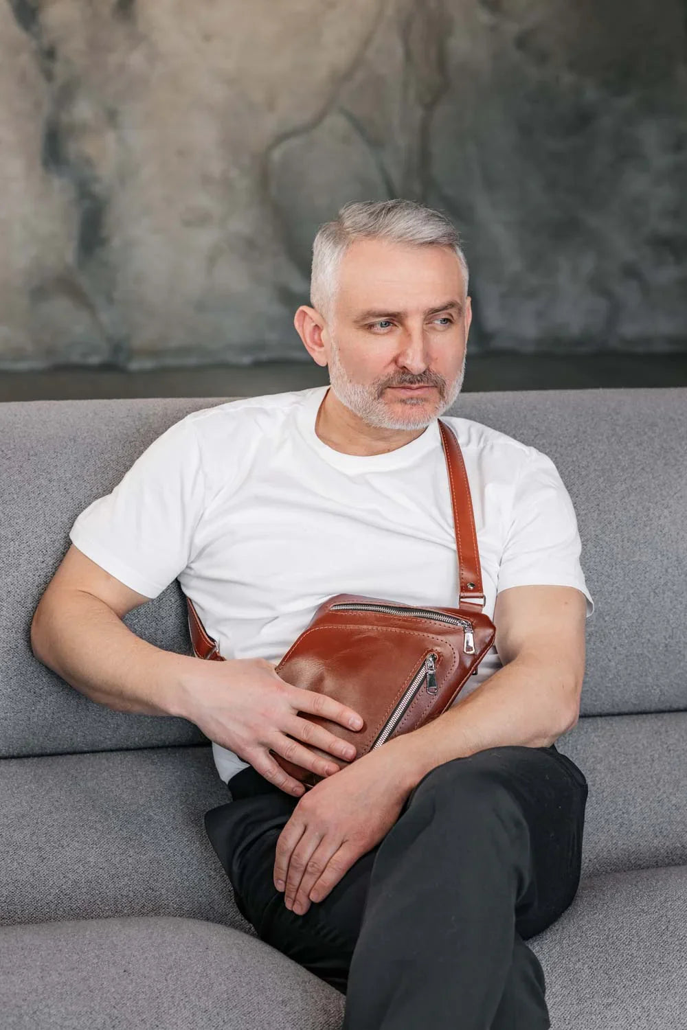 Smooth Leather Sling Bag for Men's | Hidden