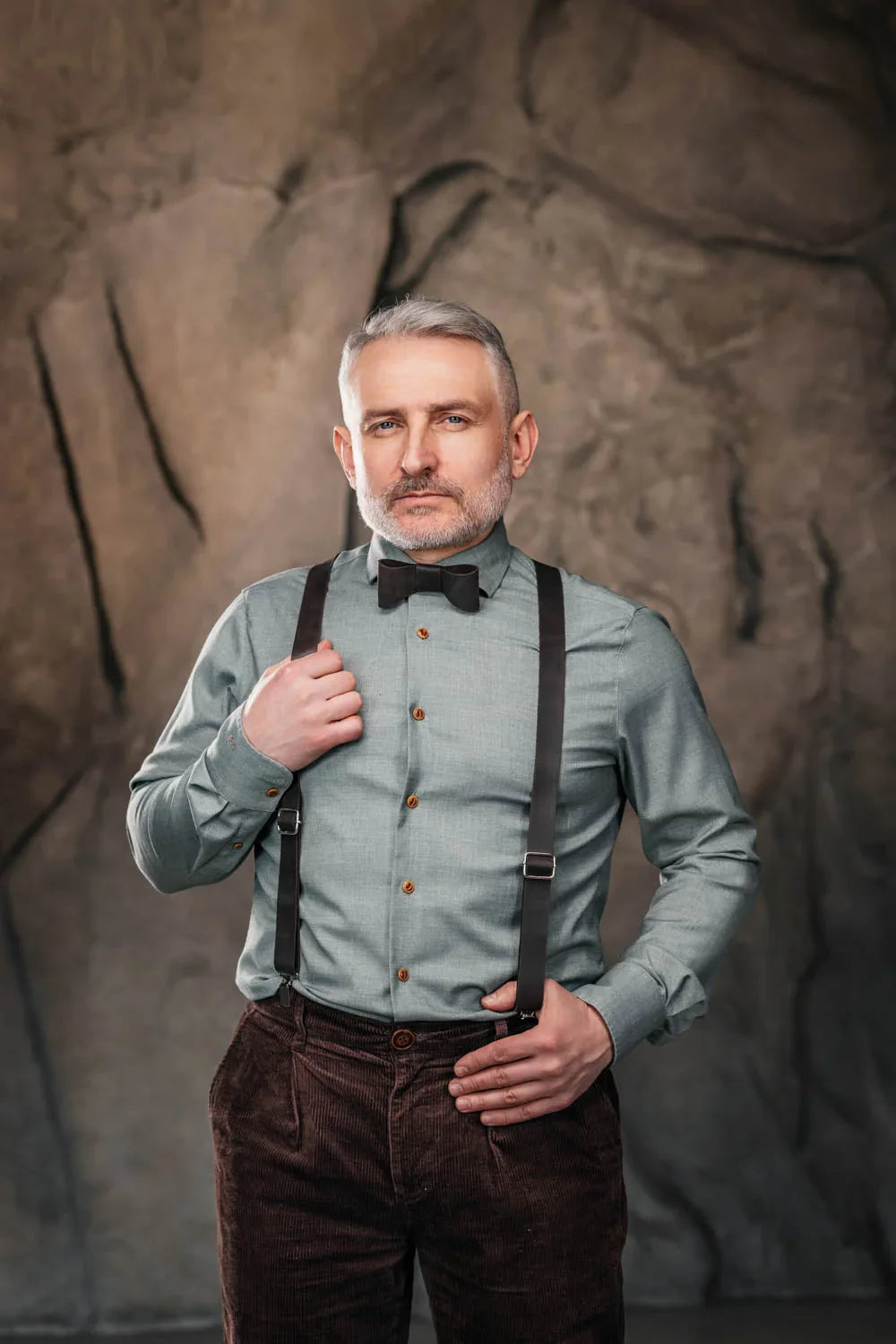 Y-Back Matte Leather Suspenders for Men – Rustic Style