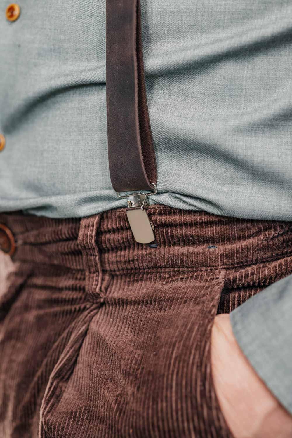 Y-Back Matte Leather Suspenders for Men – Rustic Style