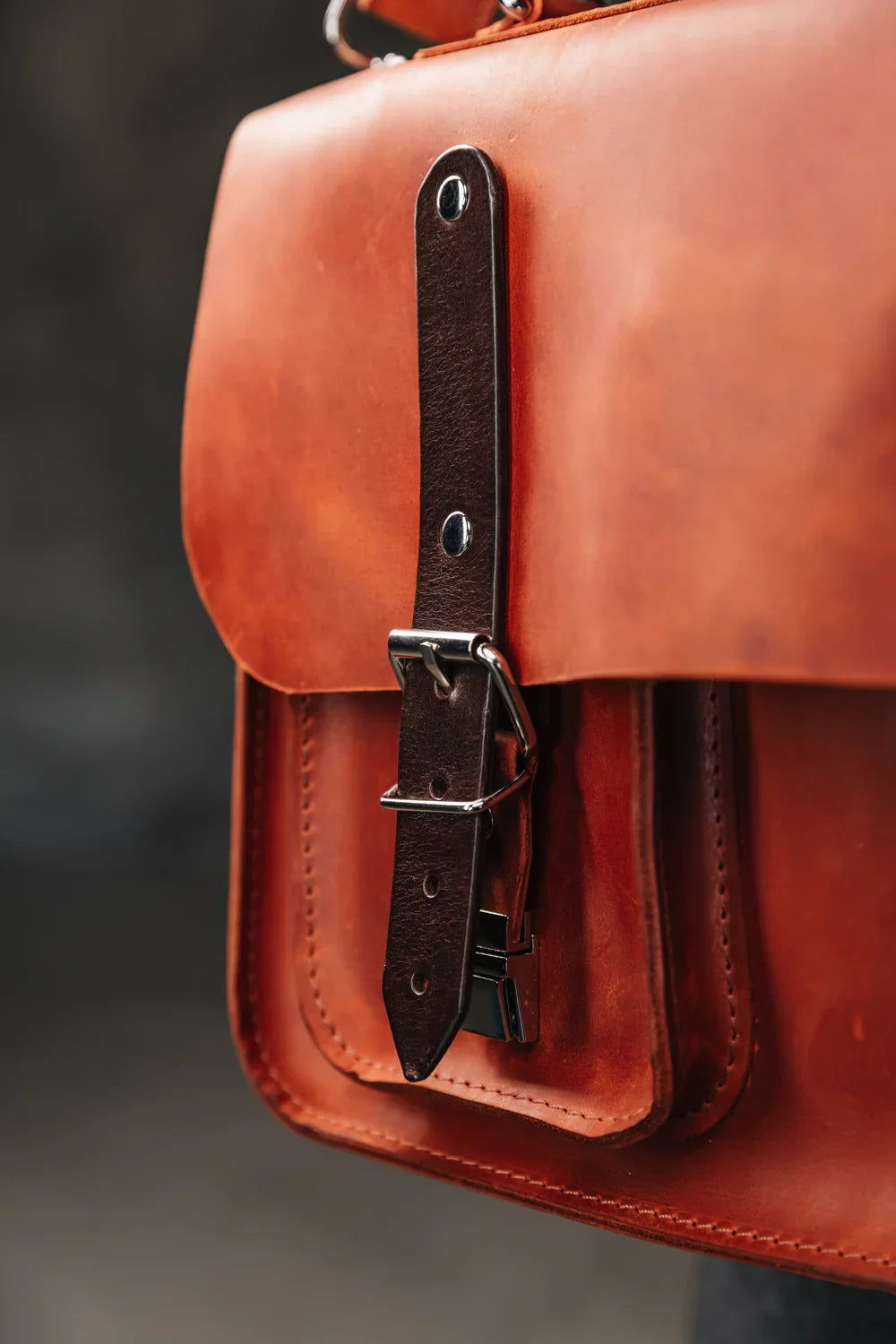 Waxed Matte Leather Satchel Bag | Barrister