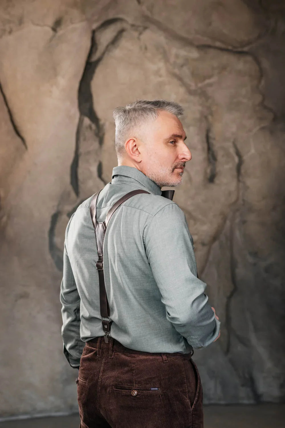 Y-Back Matte Leather Suspenders for Men – Rustic Style