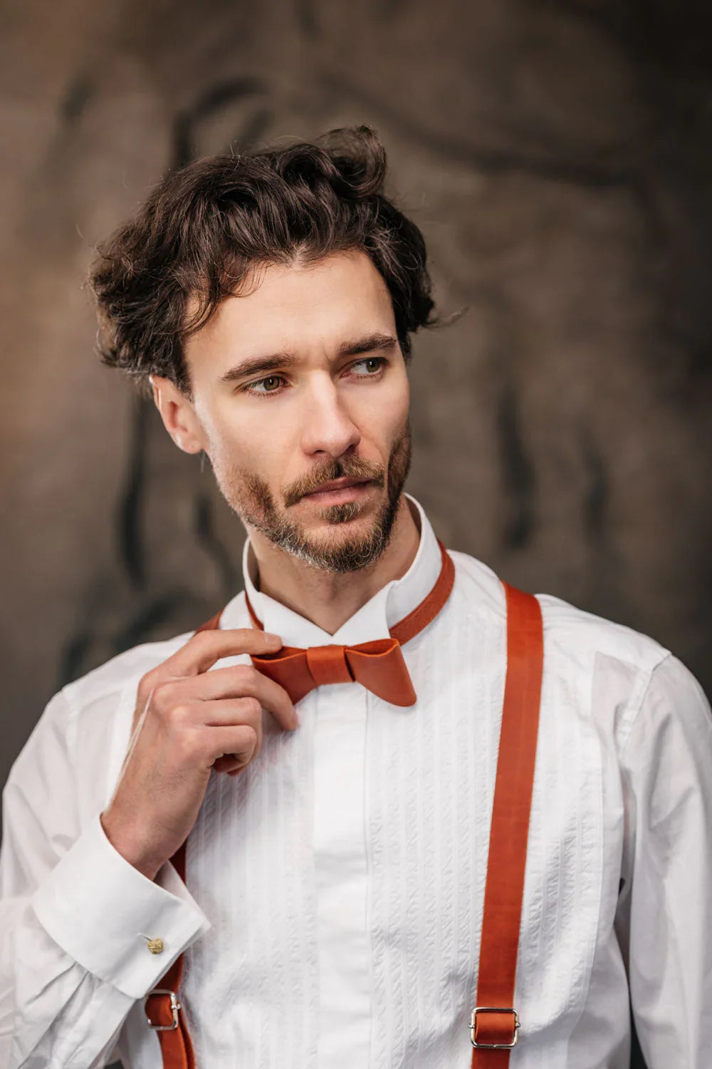 Y-Back Matte Leather Suspenders for Men – Rustic Style