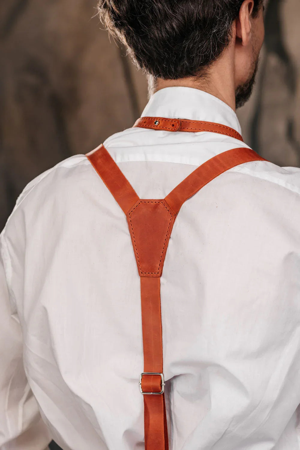 Y-Back Matte Leather Suspenders for Men – Rustic Style