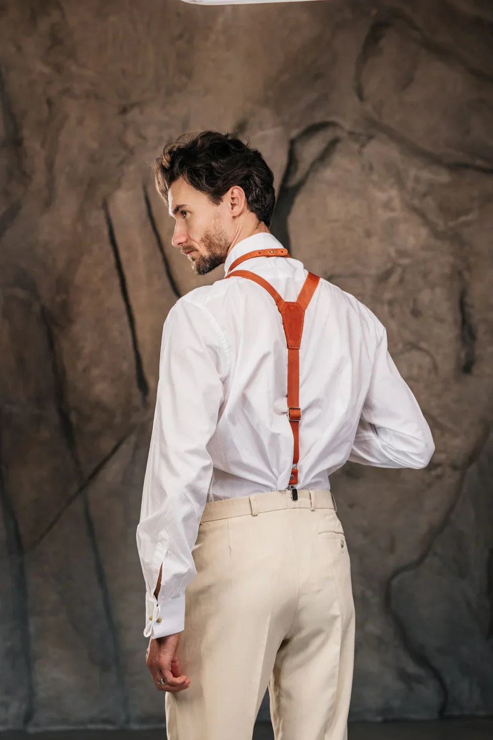 Y-Back Matte Leather Suspenders for Men – Rustic Style