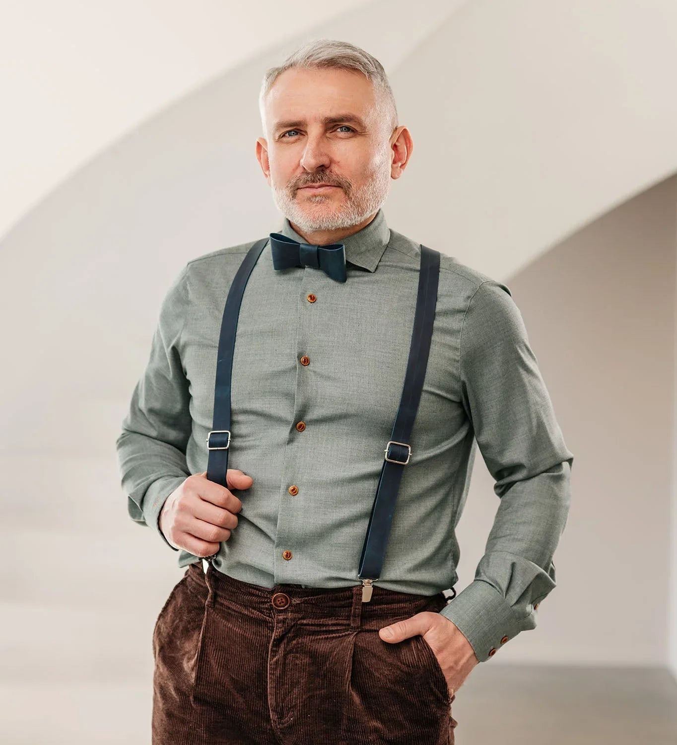 Y-Back Matte Leather Suspenders for Men – Rustic Style