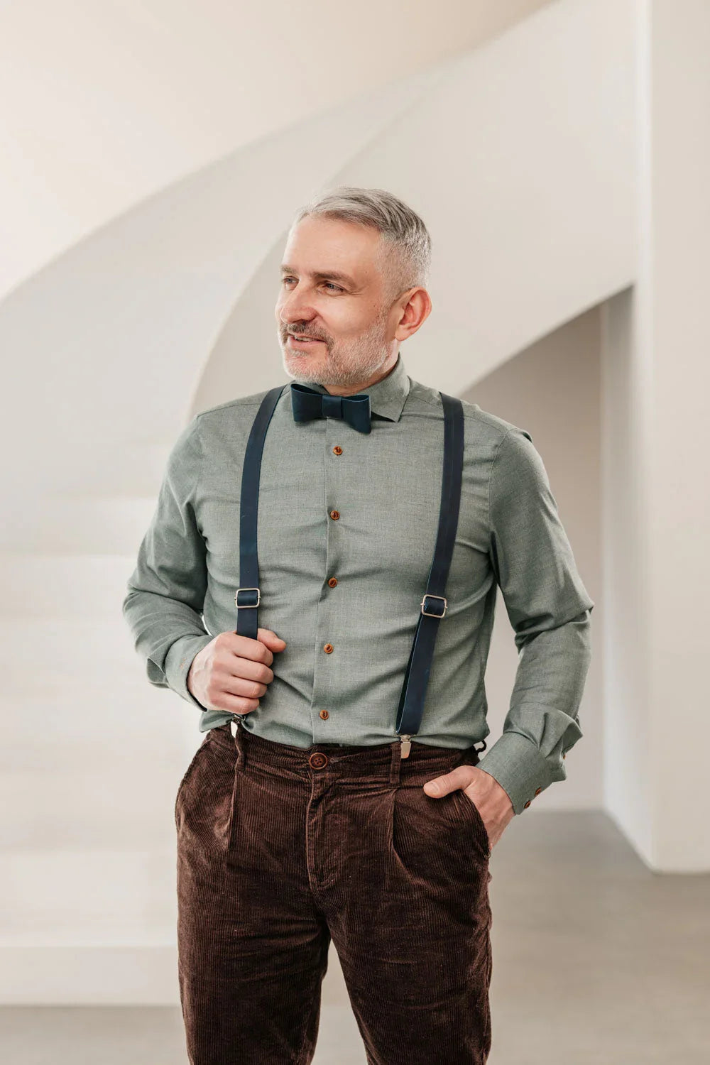 Y-Back Matte Leather Suspenders for Men – Rustic Style