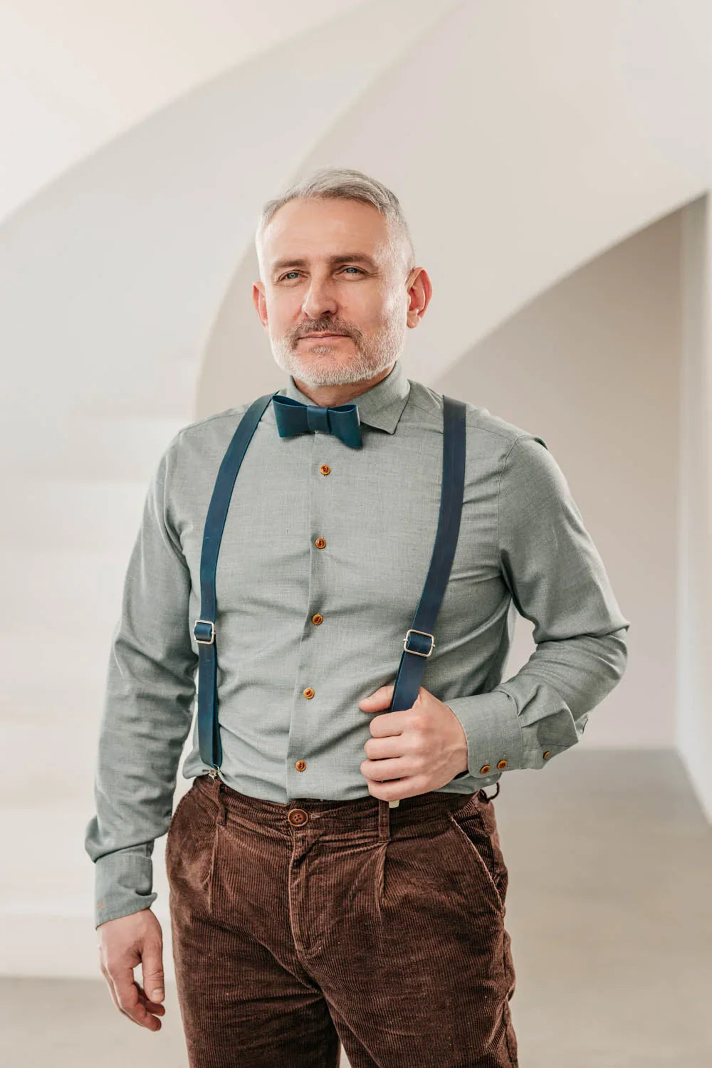 Y-Back Matte Leather Suspenders for Men – Rustic Style