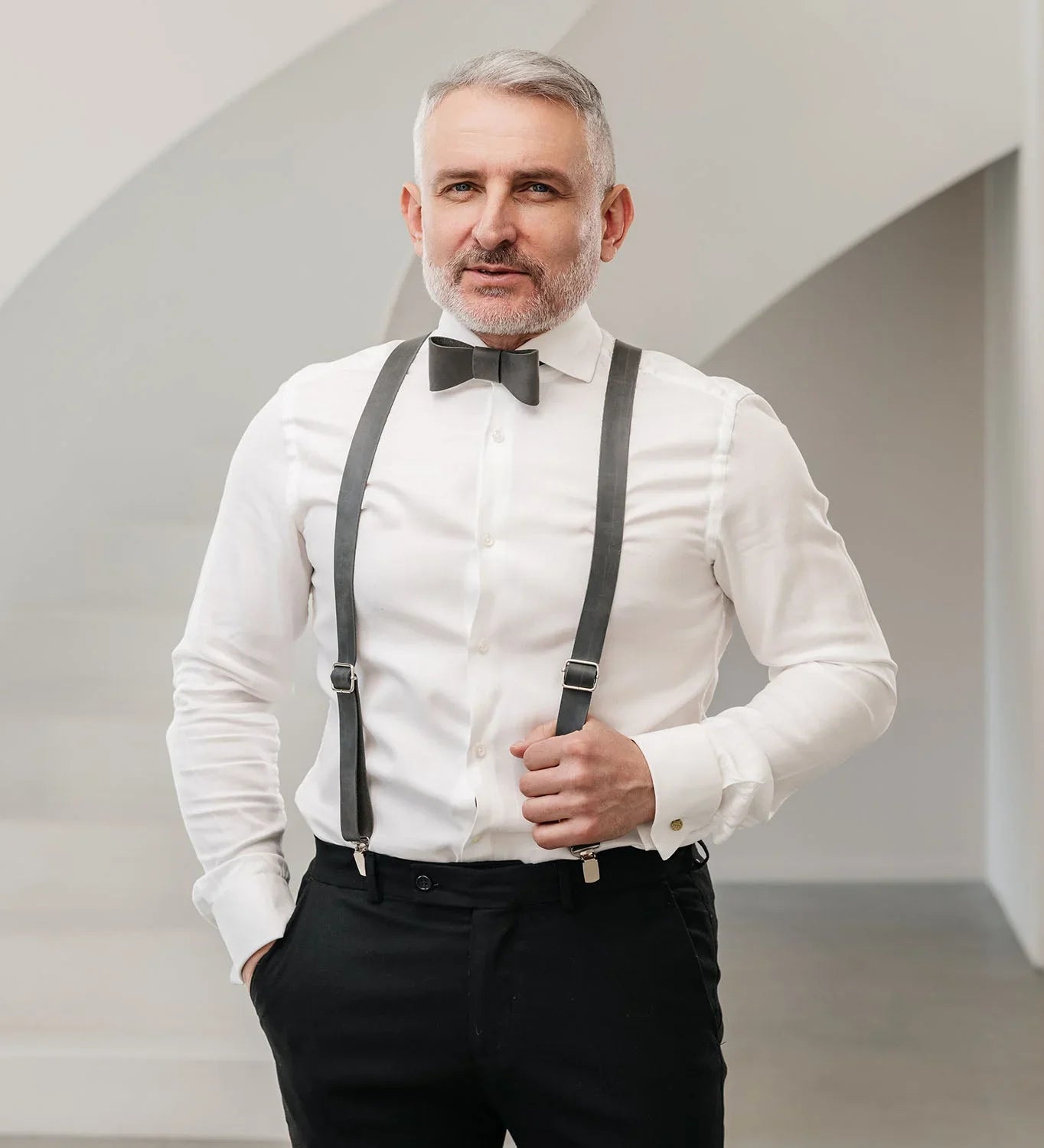 Y-Back Matte Leather Suspenders for Men – Rustic Style