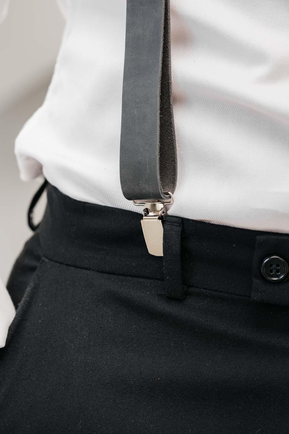 Y-Back Matte Leather Suspenders for Men – Rustic Style