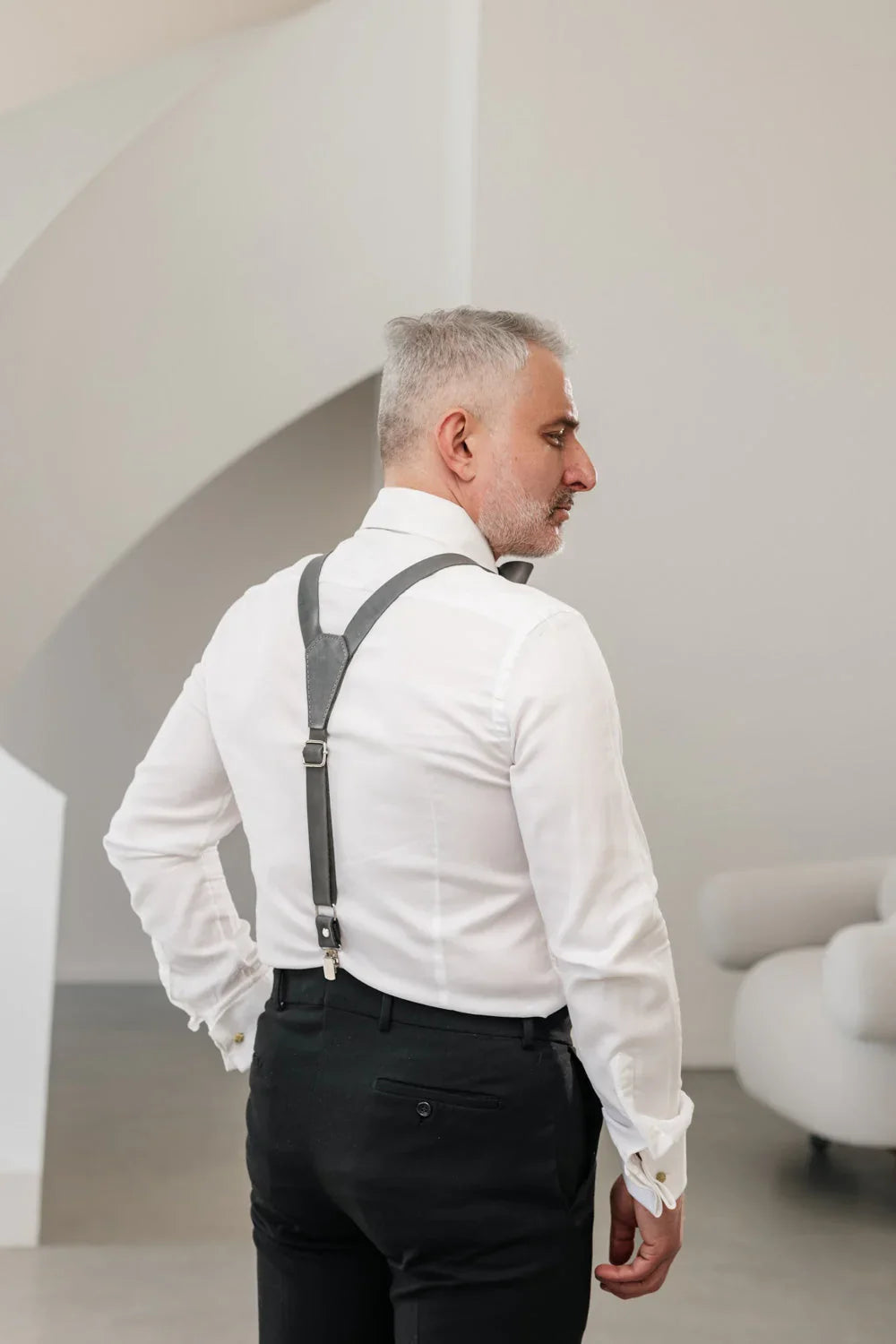 Y-Back Matte Leather Suspenders for Men – Rustic Style