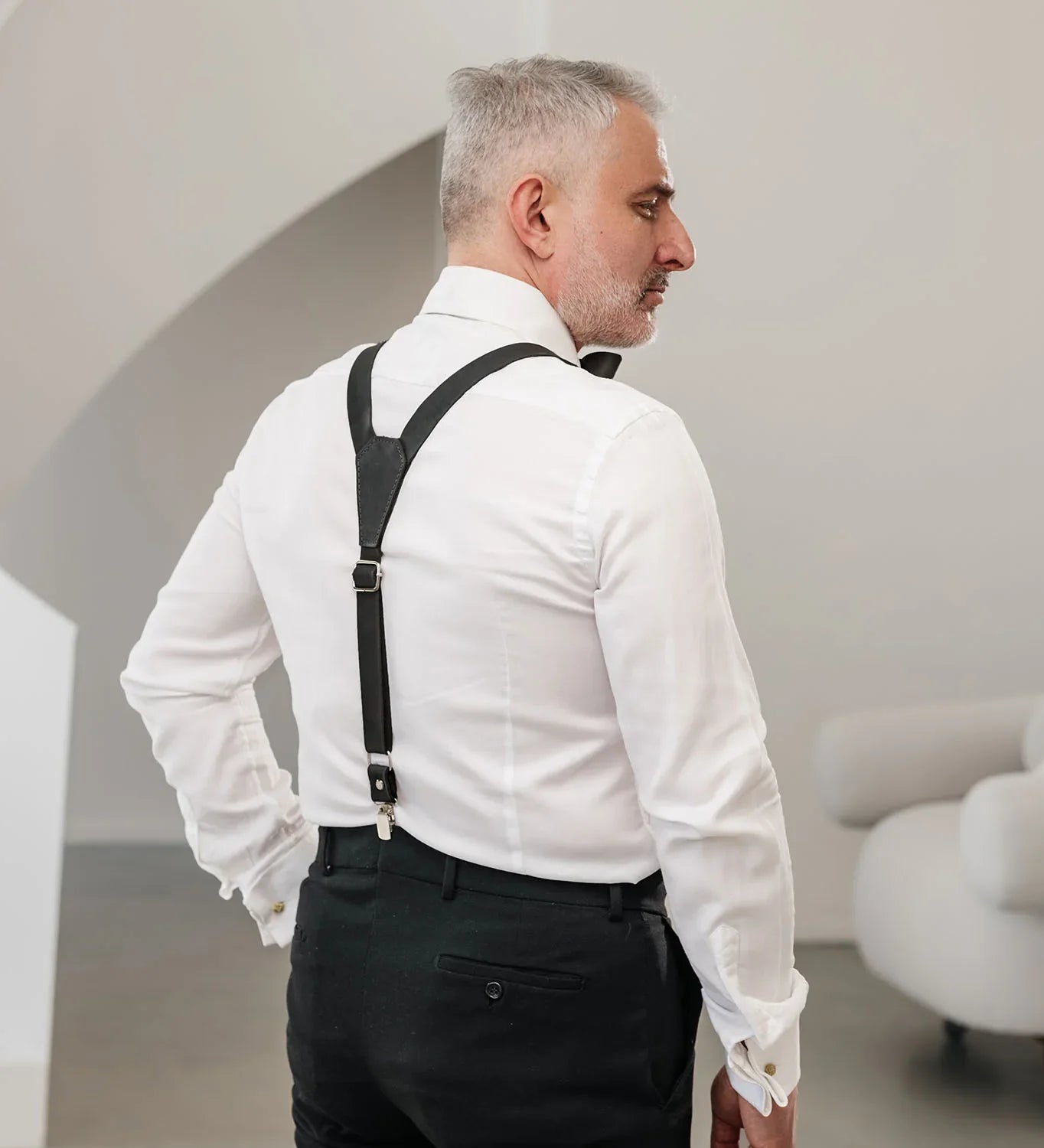 Y-Back Matte Leather Suspenders for Men – Rustic Style