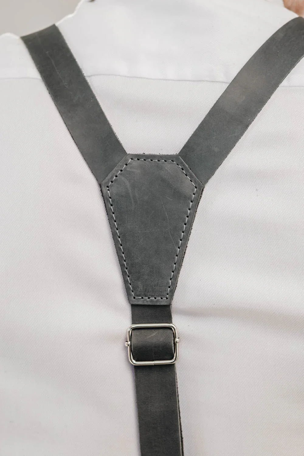 Y-Back Matte Leather Suspenders for Men – Rustic Style