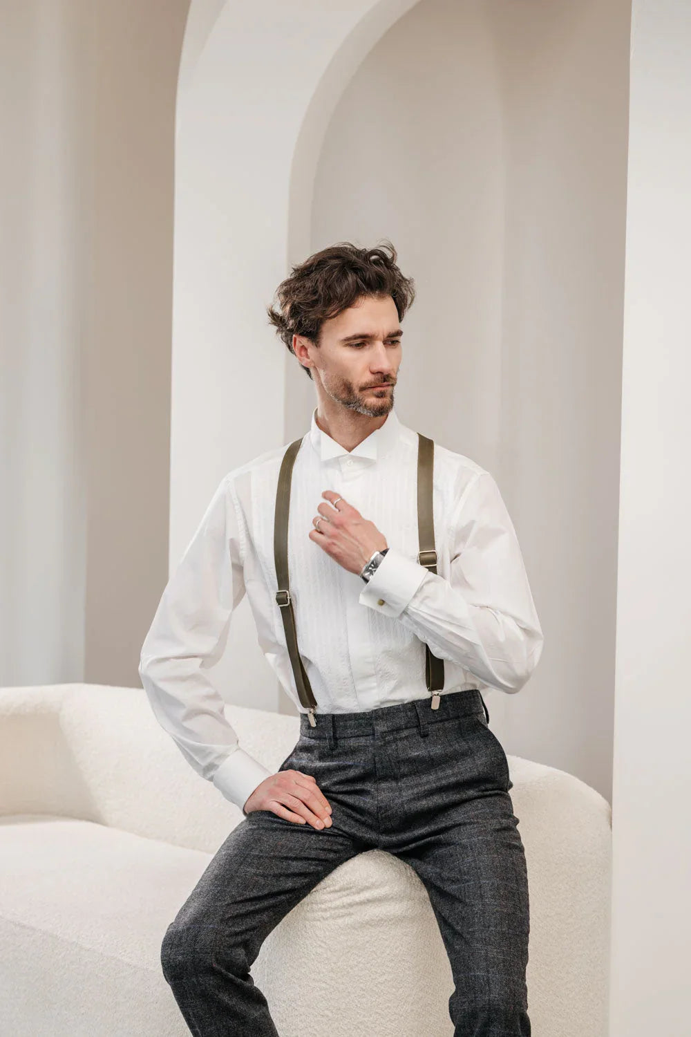 Y-Back Matte Leather Suspenders for Men – Rustic Style