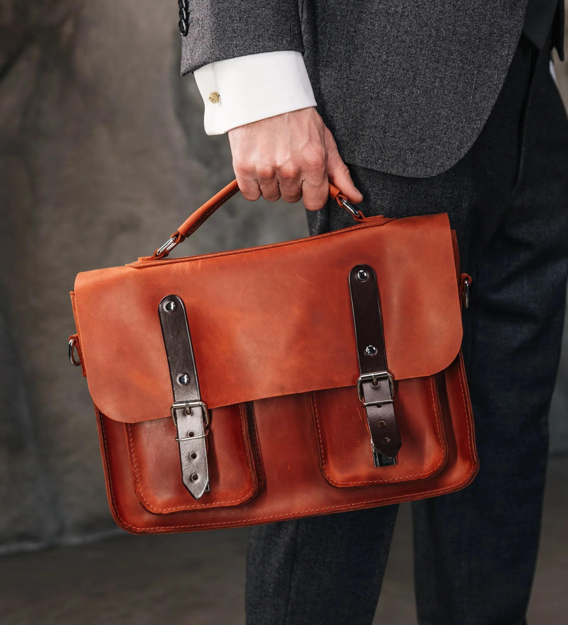 Waxed Matte Leather Satchel Bag | Barrister