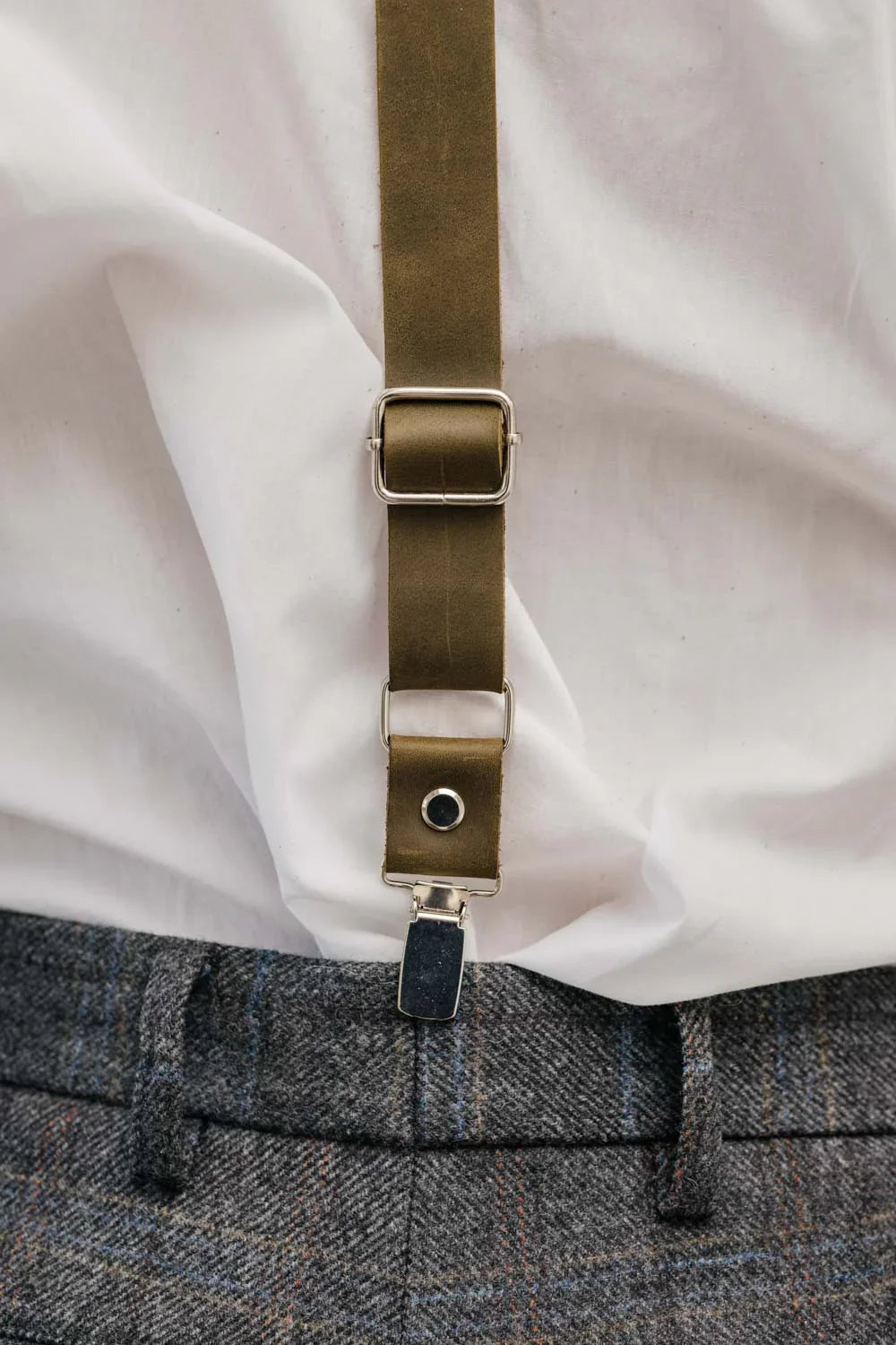 Y-Back Matte Leather Suspenders for Men – Rustic Style