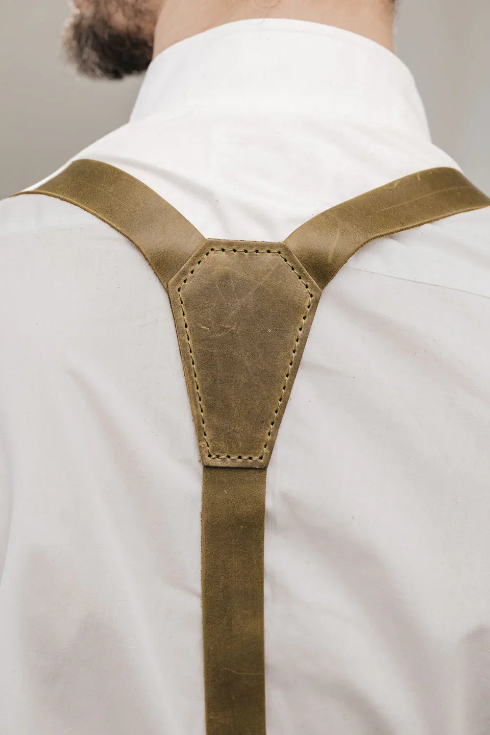 Y-Back Matte Leather Suspenders for Men – Rustic Style