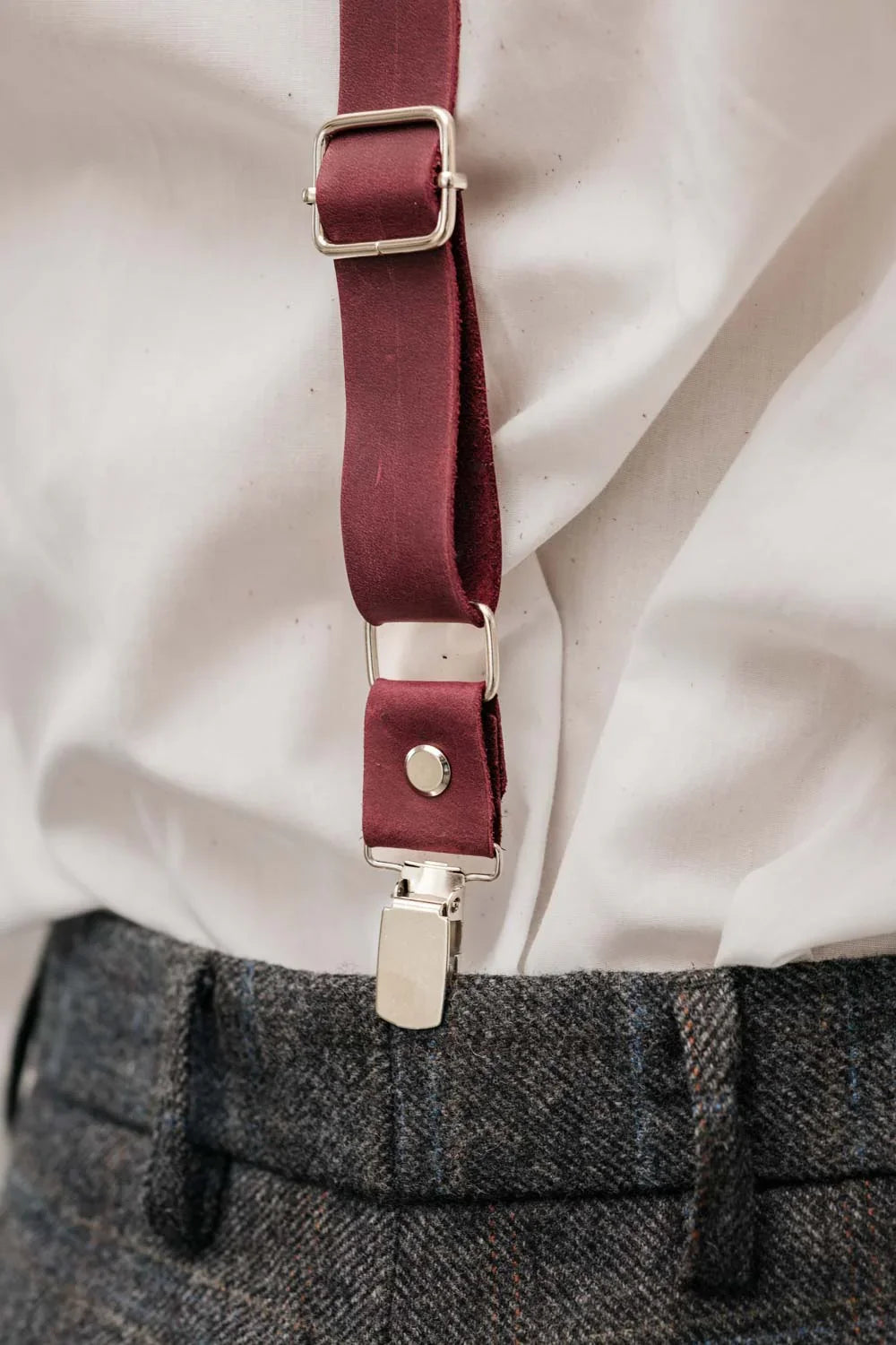 Y-Back Matte Leather Suspenders for Men – Rustic Style