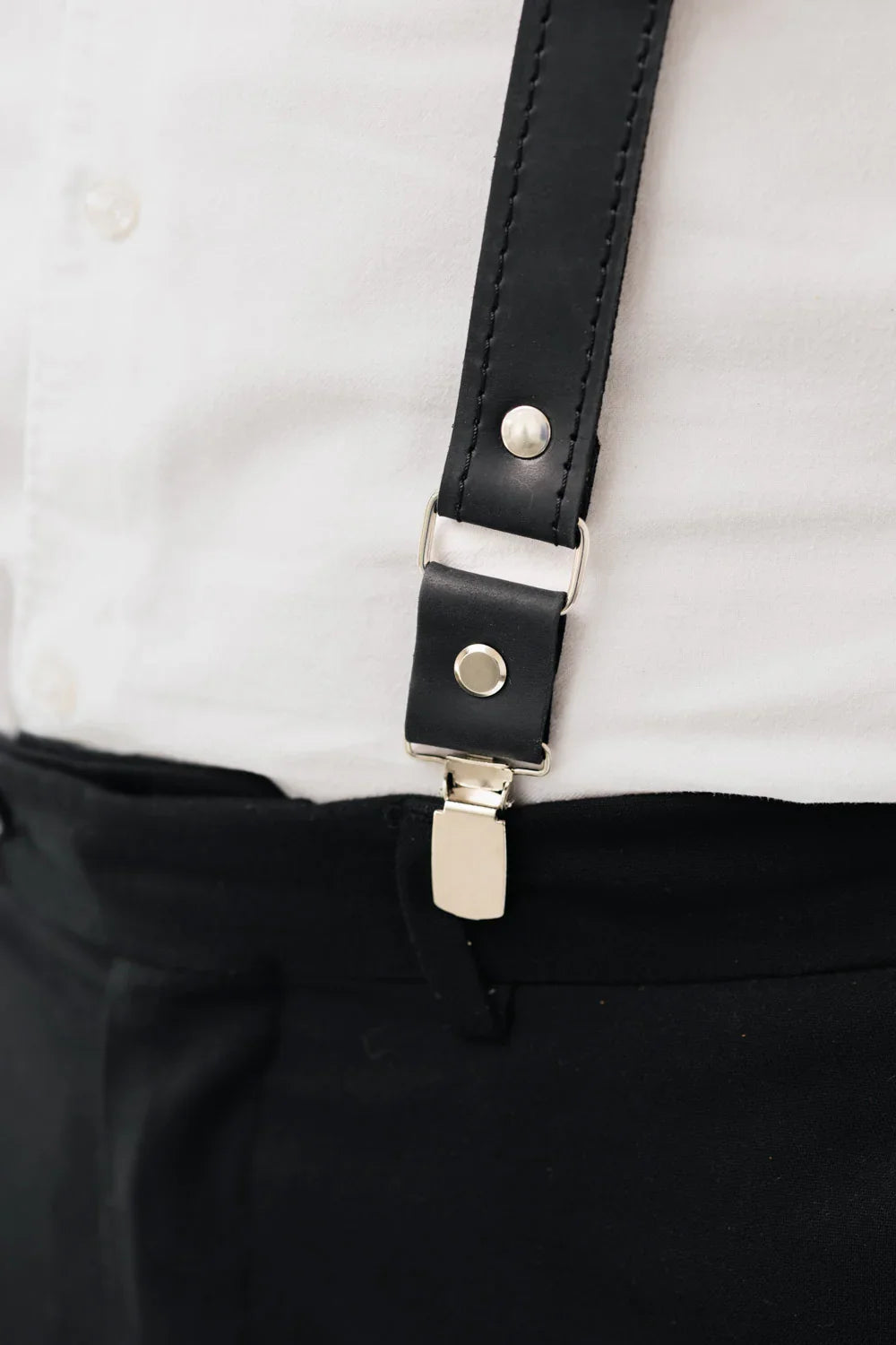 Y-Back Matte Leather Suspenders for Men – Rustic Style