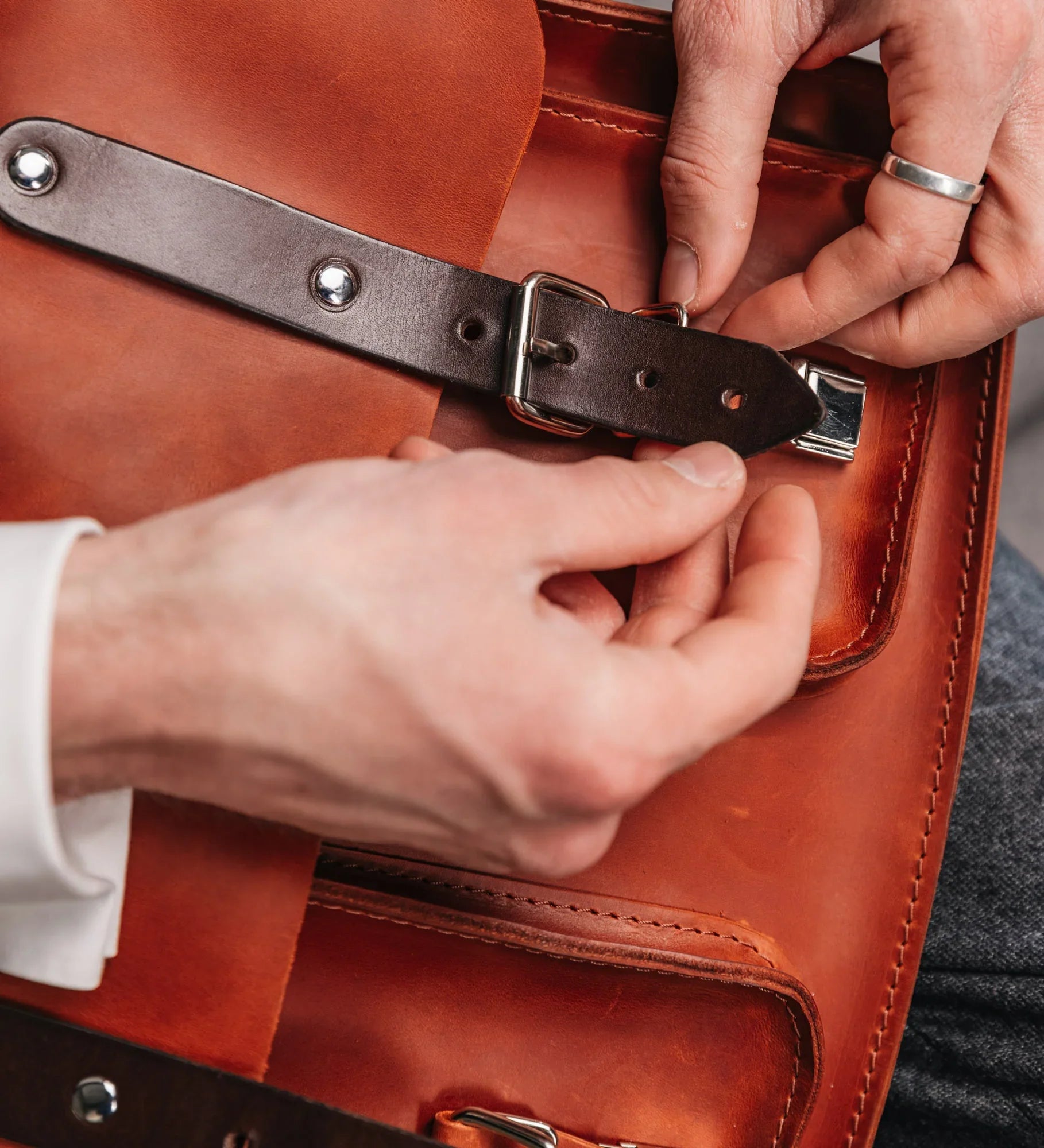 Waxed Matte Leather Satchel Bag | Barrister