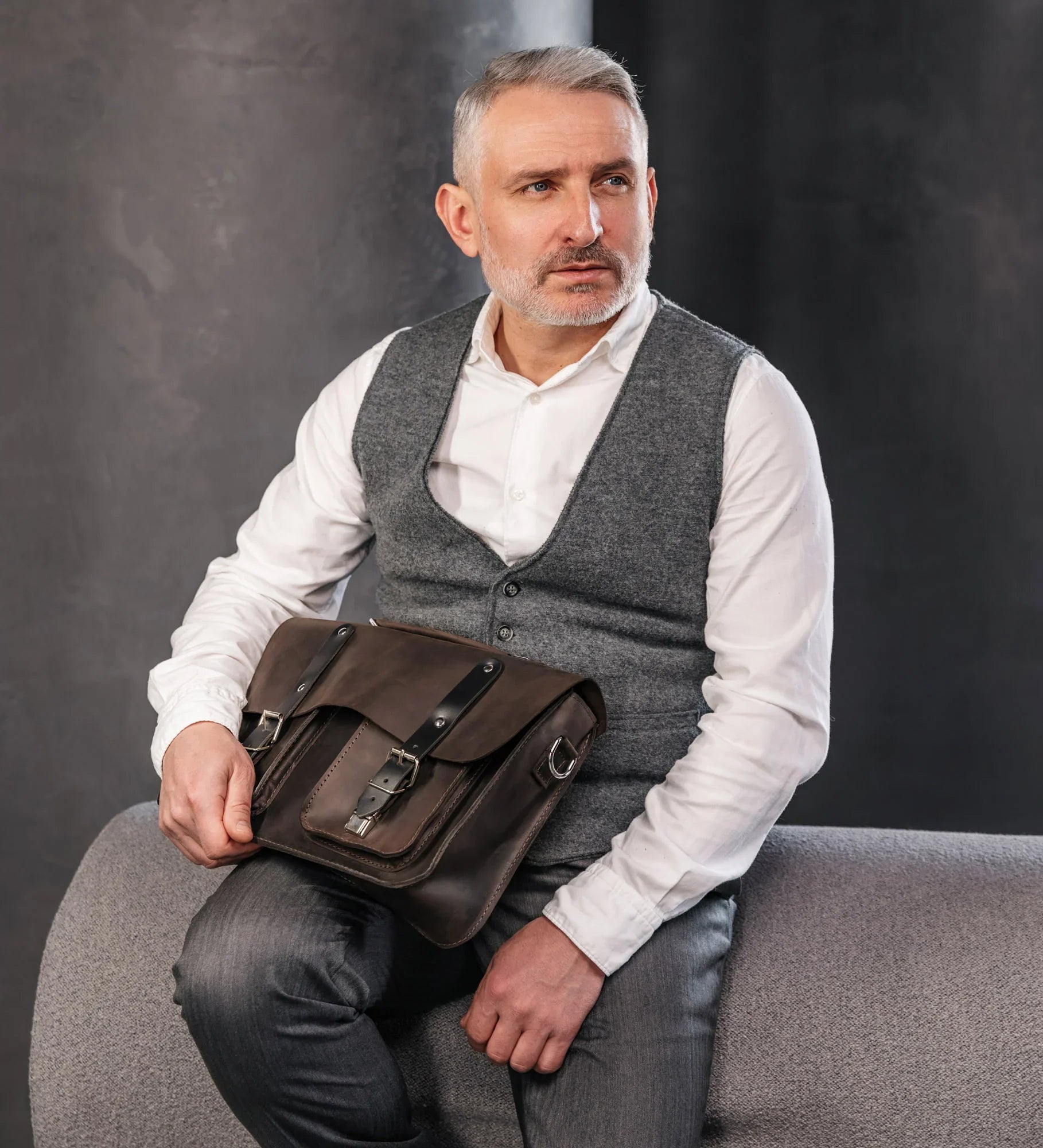 Waxed Matte Leather Satchel Bag | Barrister