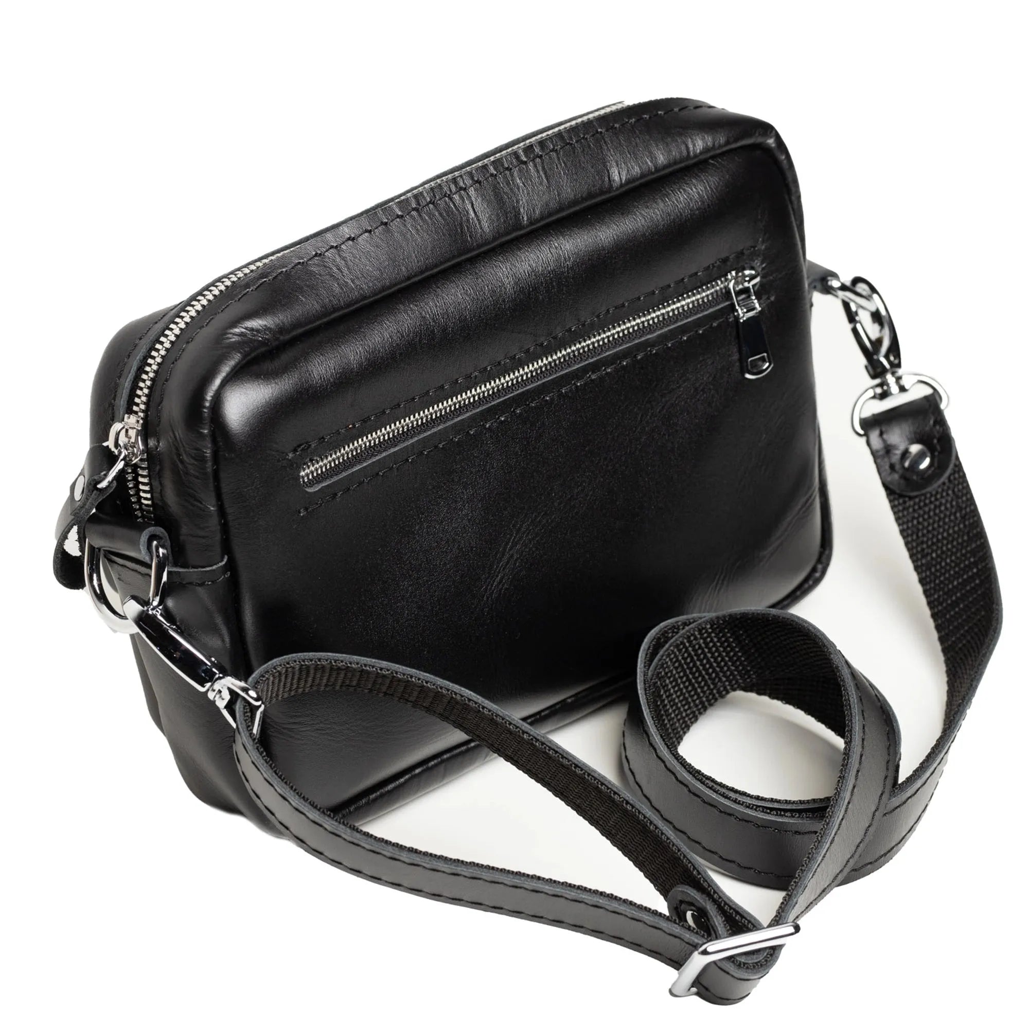 WalkBag - Leather Crossbody for Everyday | Smooth | Black - Wenderfarer