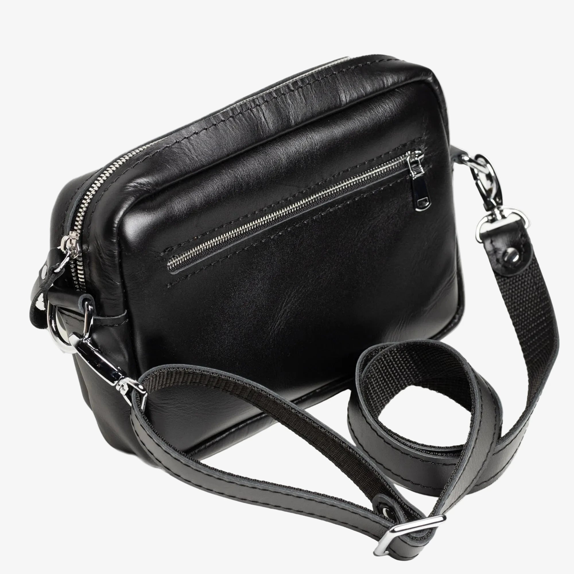 WalkBag - Leather Crossbody for Everyday | Smooth | Black - Wenderfarer
