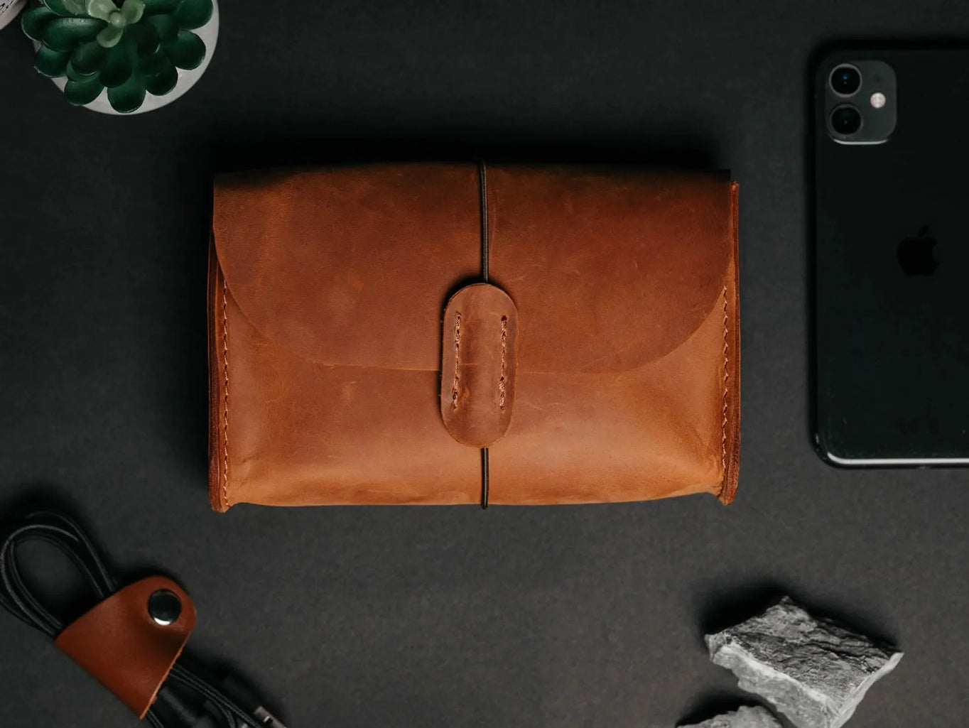 Distressed Leather Pouch for Cables & Tech | Saver