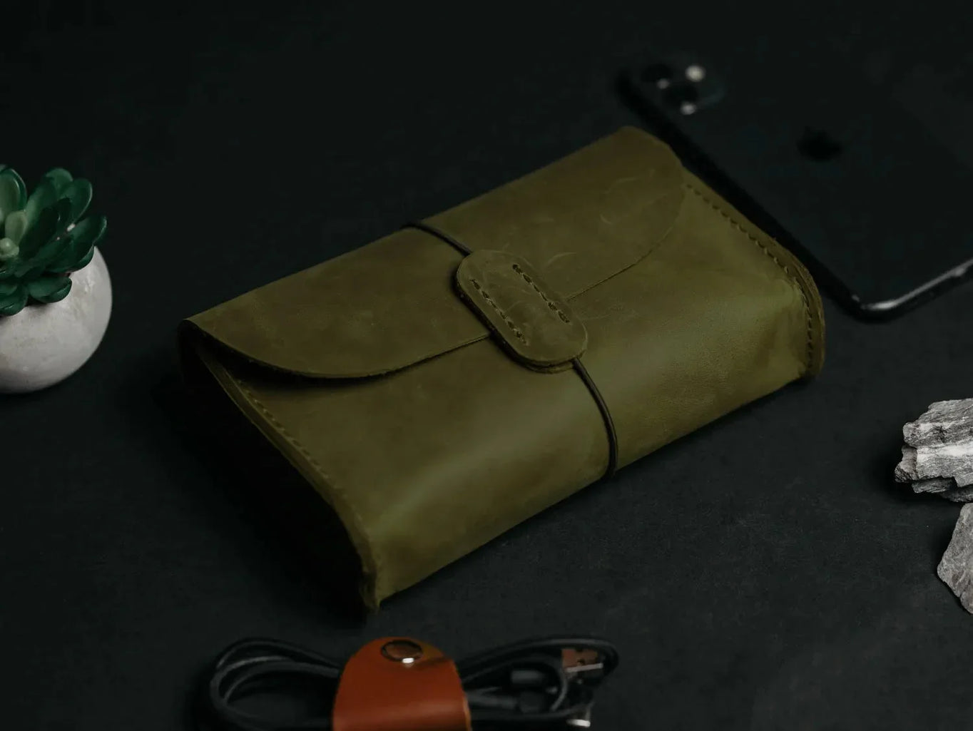 Distressed Leather Pouch for Cables & Tech | Saver