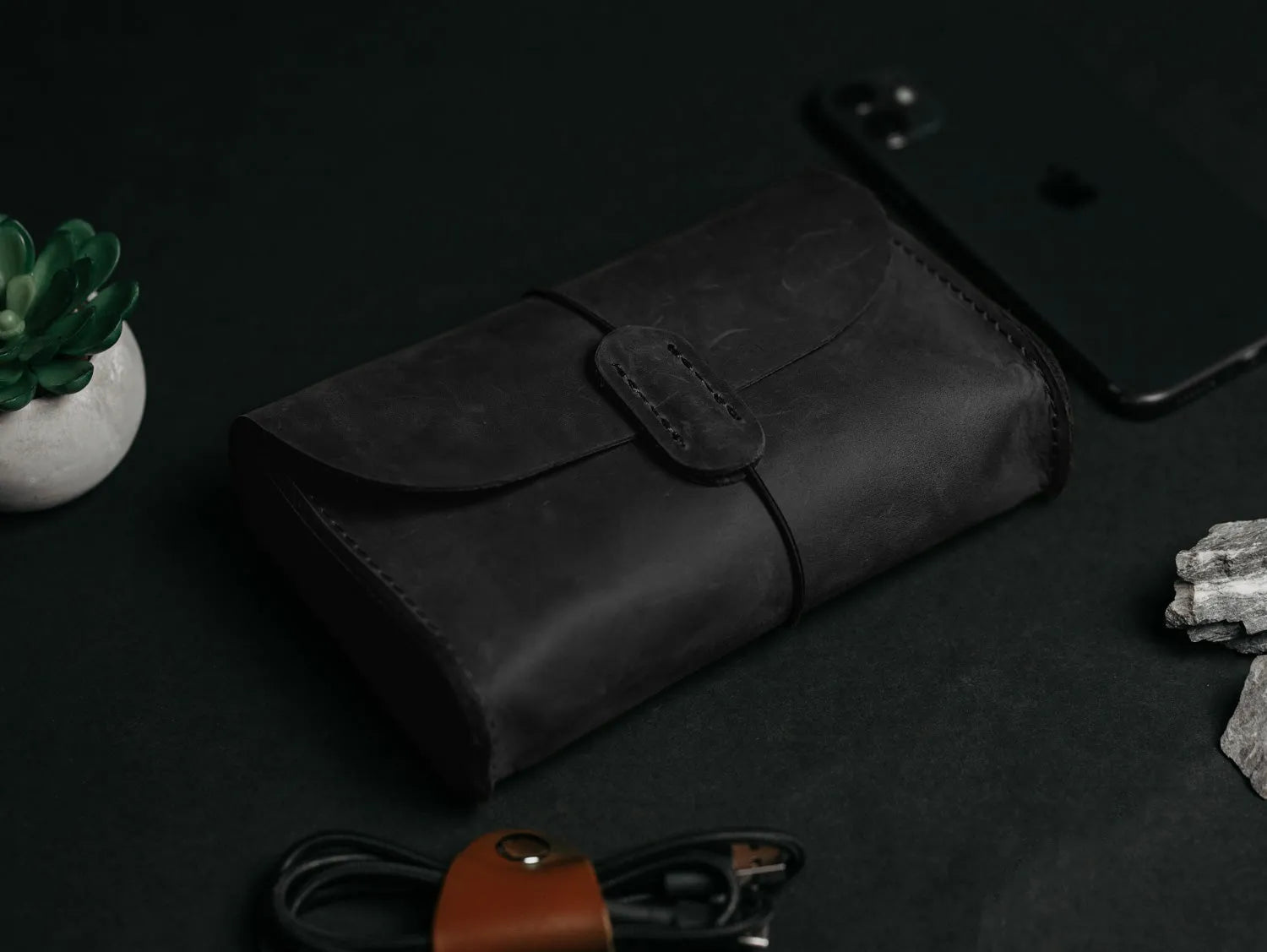 Distressed Leather Pouch for Cables & Tech | Saver