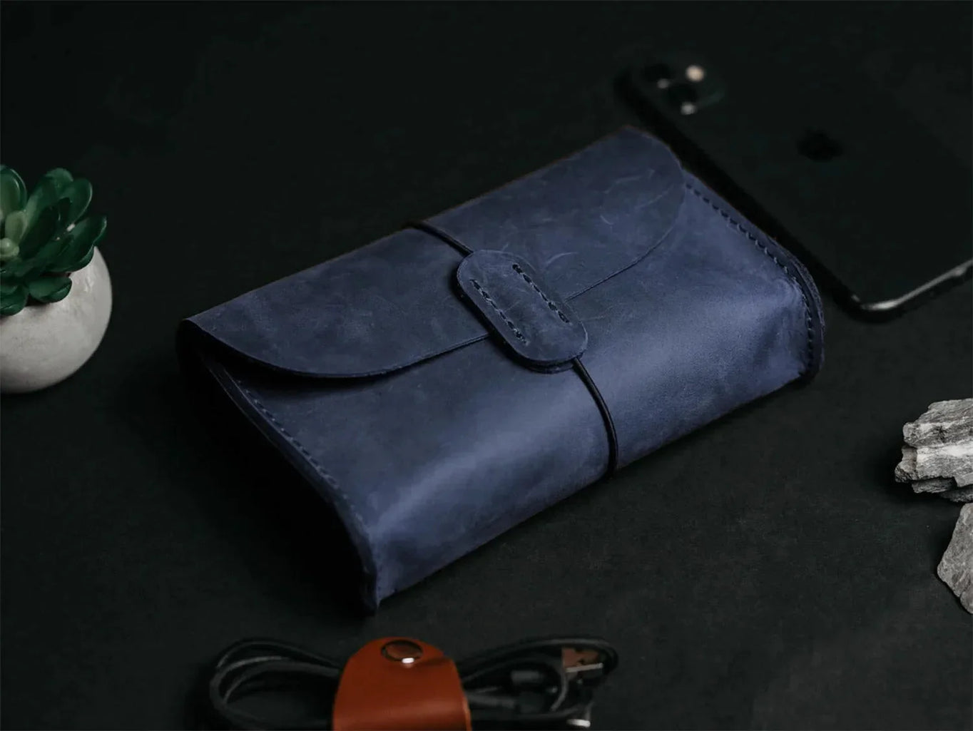 Distressed Leather Pouch for Cables & Tech | Saver