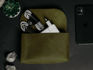 Distressed Leather Pouch for Cables & Tech | Saver