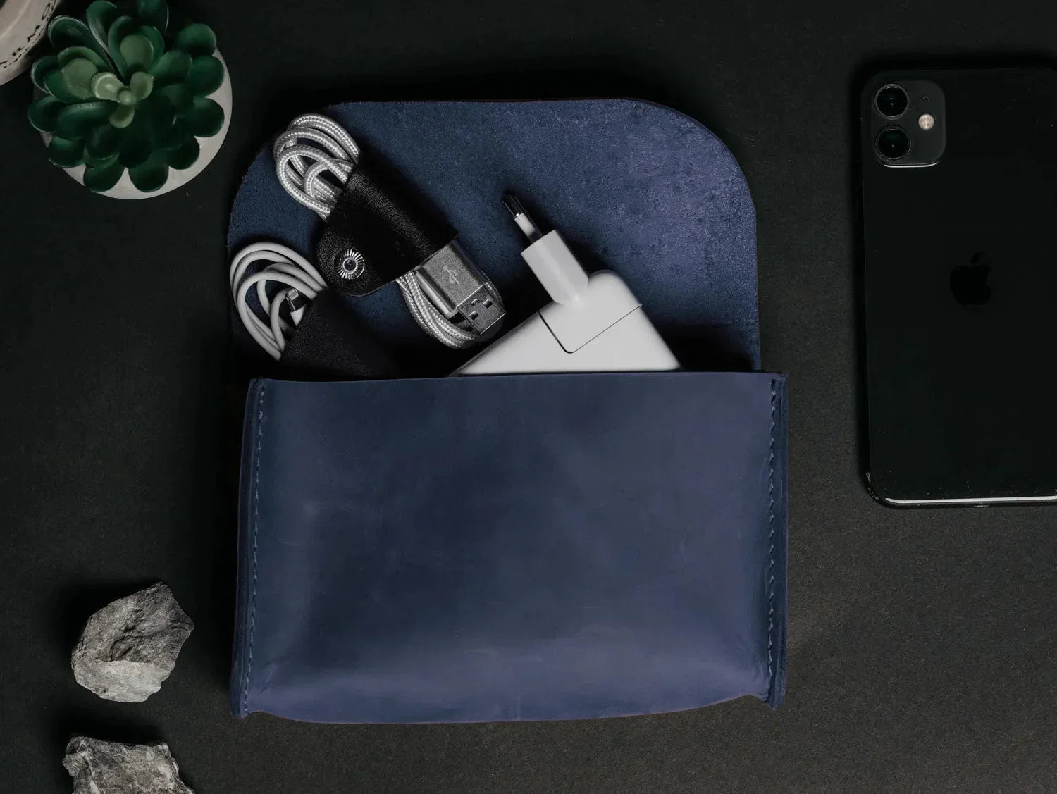 Distressed Leather Pouch for Cables & Tech | Saver