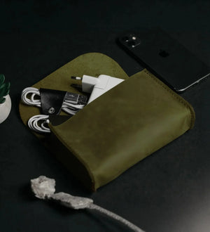 Distressed Leather Pouch for Cables & Tech | Saver