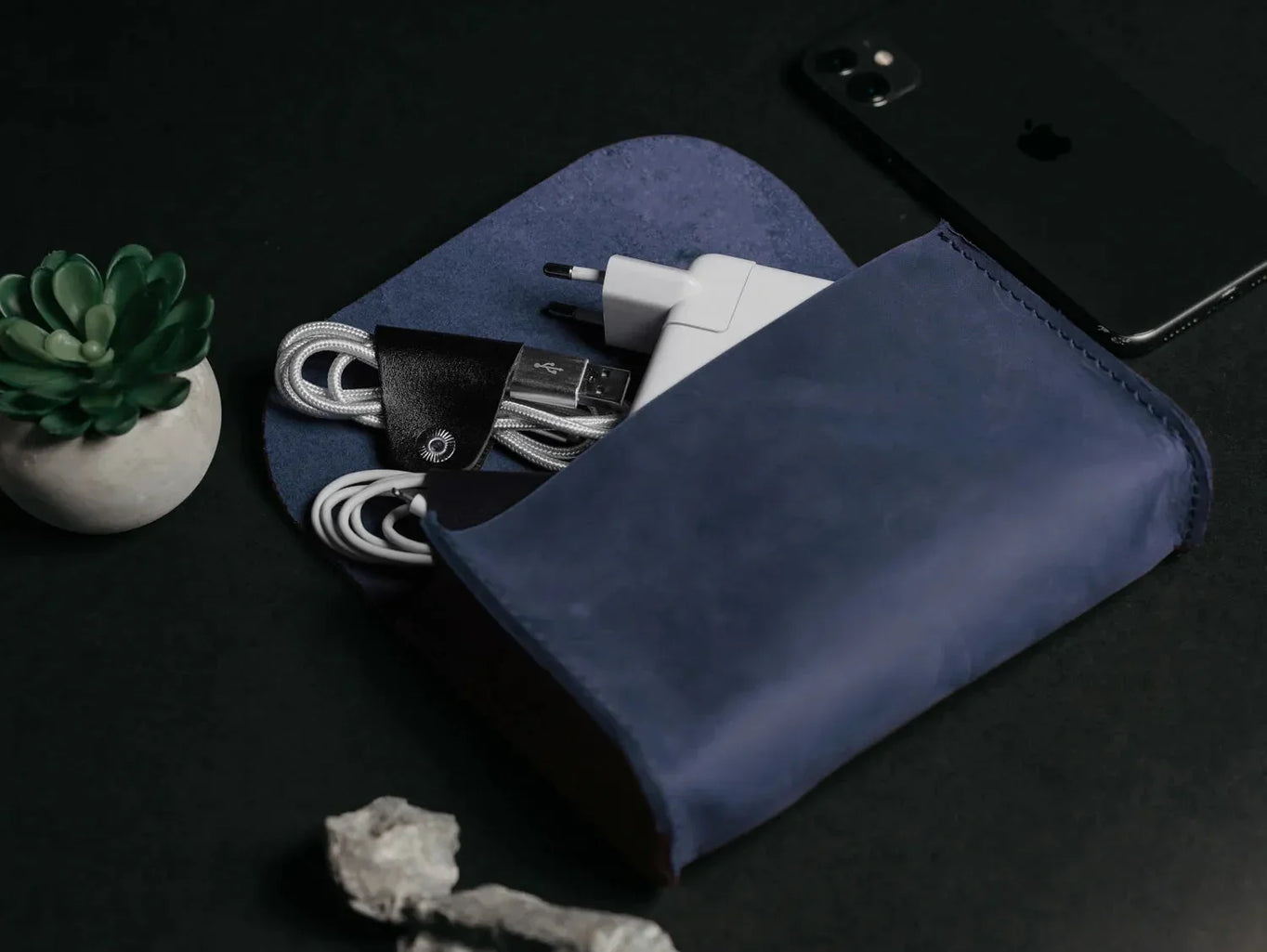 Distressed Leather Pouch for Cables & Tech | Saver