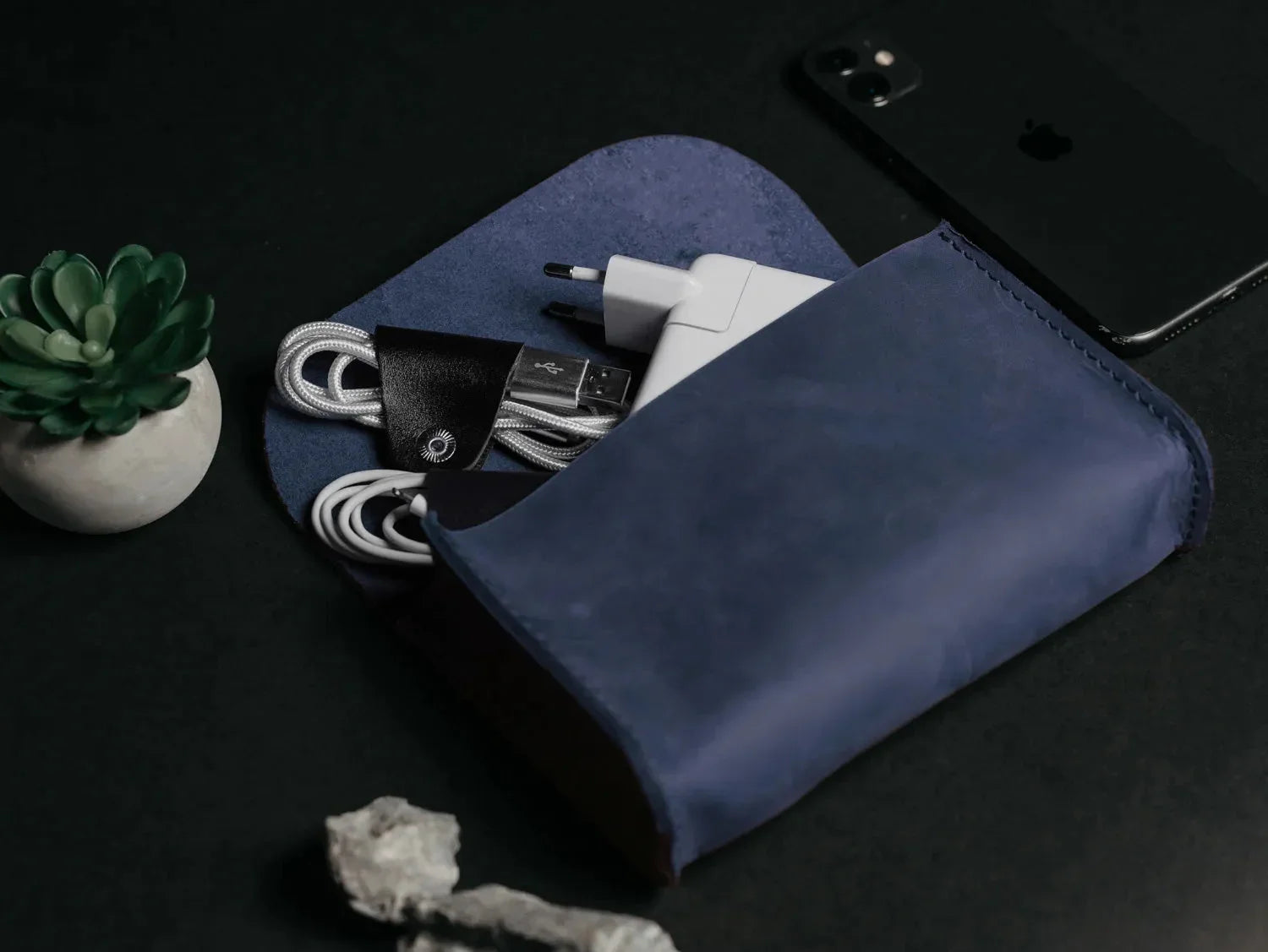 Distressed Leather Pouch for Cables & Tech | Saver