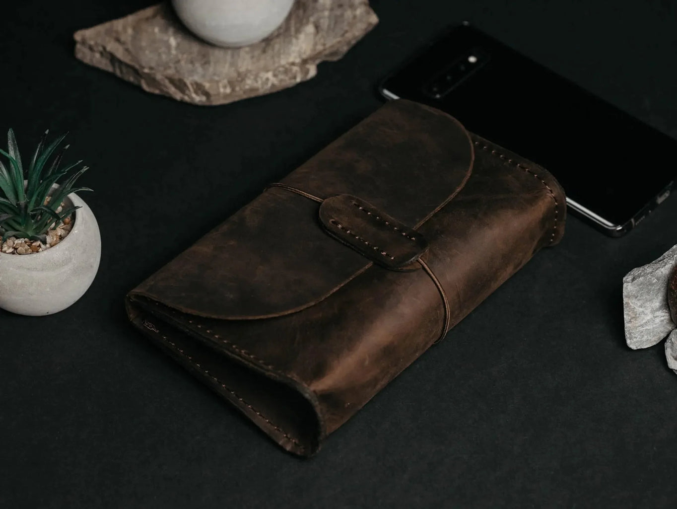 Distressed Leather Pouch for Cables & Tech | Saver